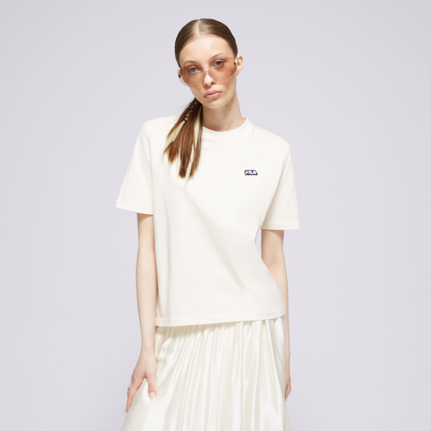 Koszulka, t-shirt damski FILA T-SHIRT BADGE LOGO TEE FI124TSD70130 BEŻOWY