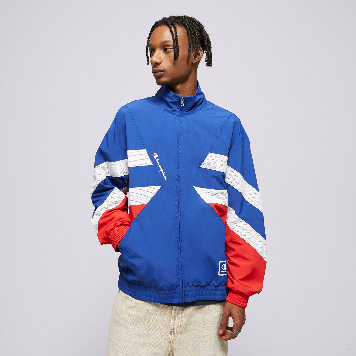 Bluza męska CHAMPION BLUZA FULL ZIP TOP RETRO SPORT 219743BS003 NIEBIESKI