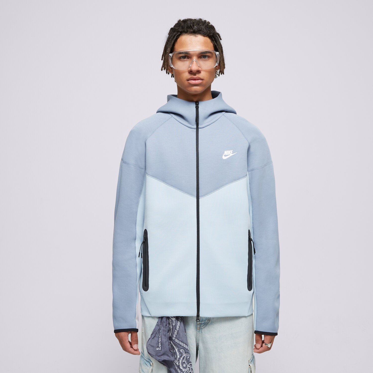 Bluza męska NIKE BLUZA ROZP Z KAPTUREM TECH FZ HD LT.ARMORY SWEATSHIRT FB7921-440 NIEBIESKI