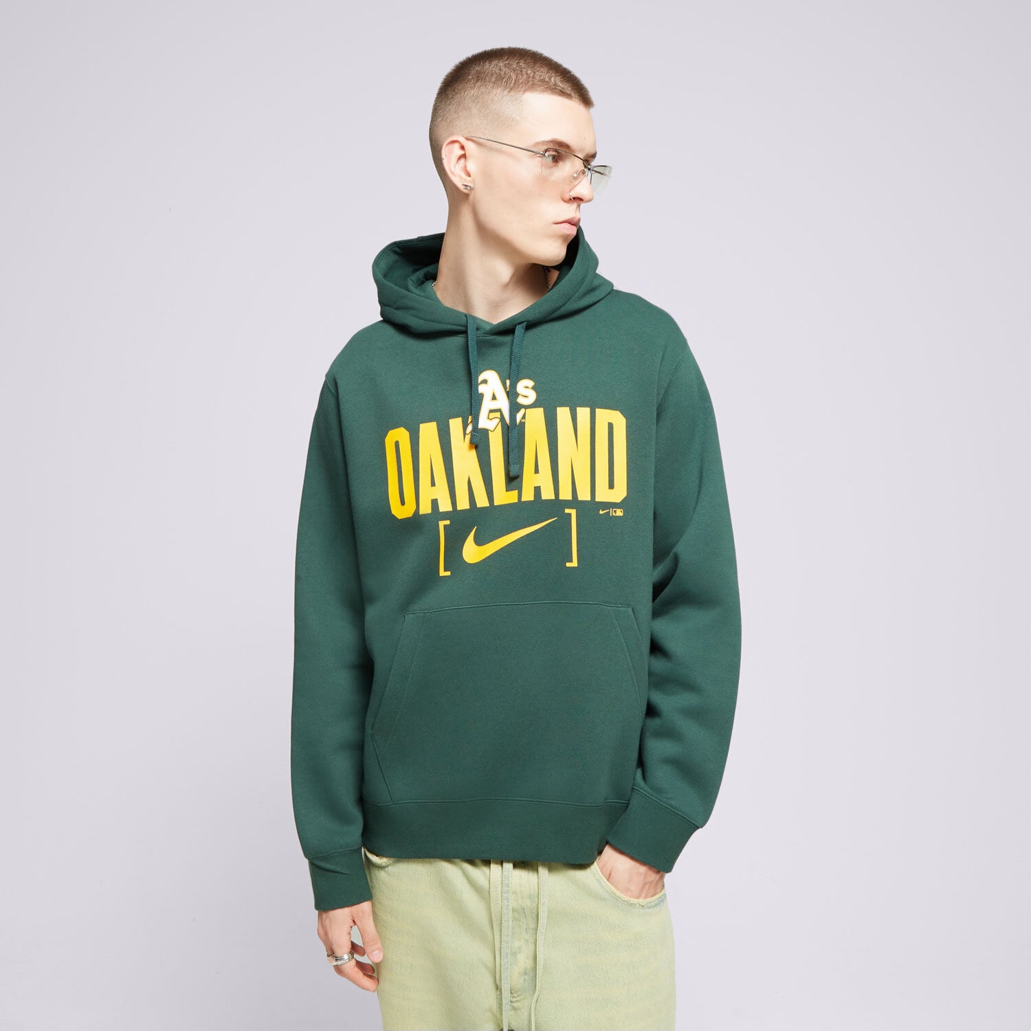 Bluza męska NIKE BLUZA Z KAPTUREM OAKLAND ATHLETICS MLB NKDK-3EY-FZ-1TG ZIELONY
