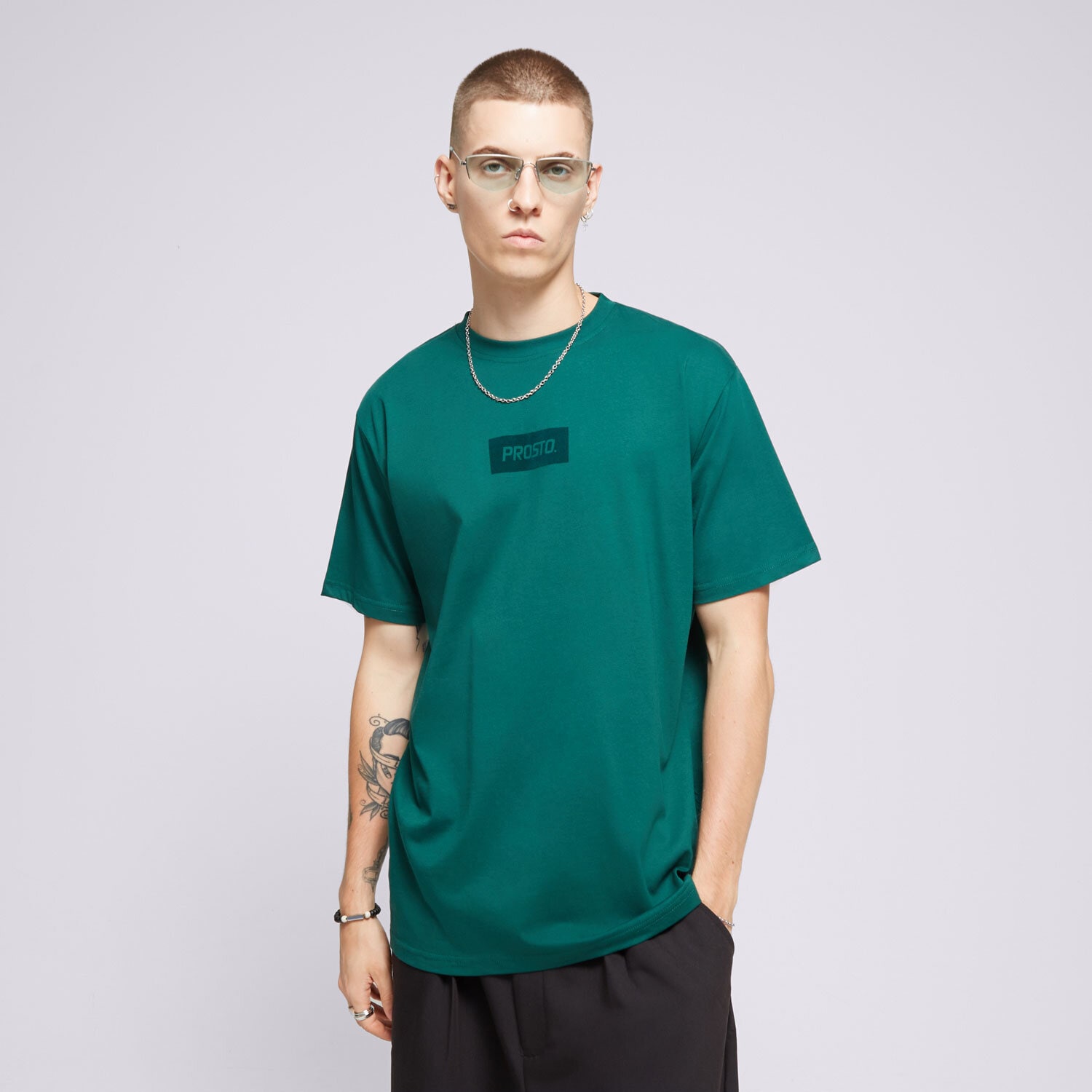 Koszulka, t-shirt sportowy męski PROSTO  T-SHIRT CLOSS GREEN KL241MTEE1222 ZIELONY