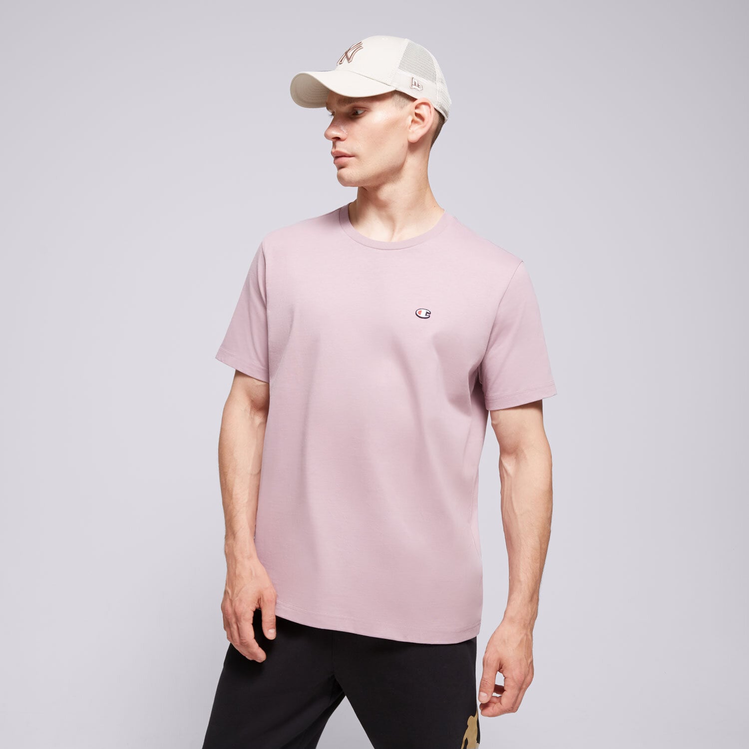 Koszulka, t-shirt sportowy męski CHAMPION T-SHIRT CREWNECK TEE 220453PS162 BORDOWY