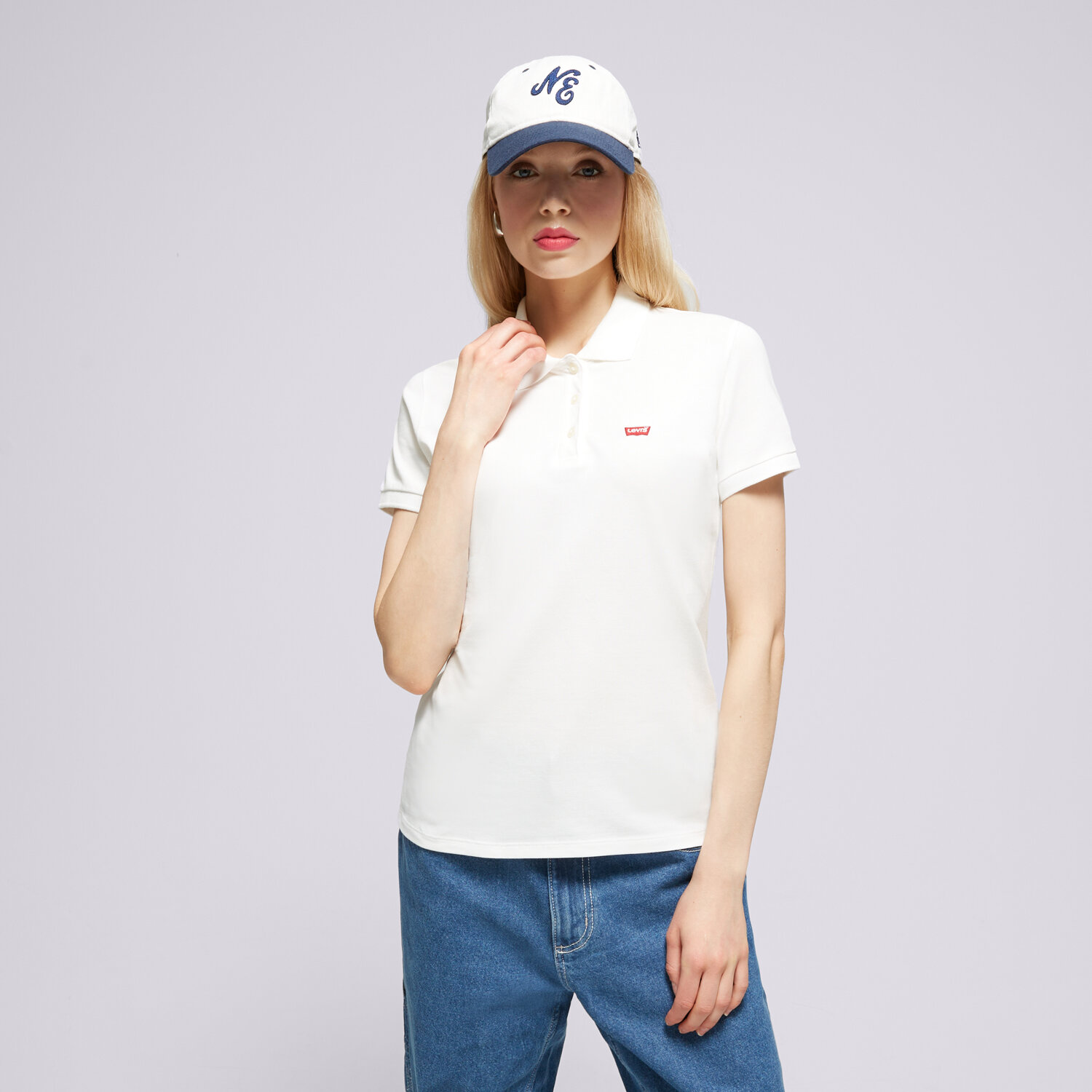 Koszulka, t-shirt damski LEVI'S POLO SLIM POLO NEUTRALS 52599-0000 BIAŁY