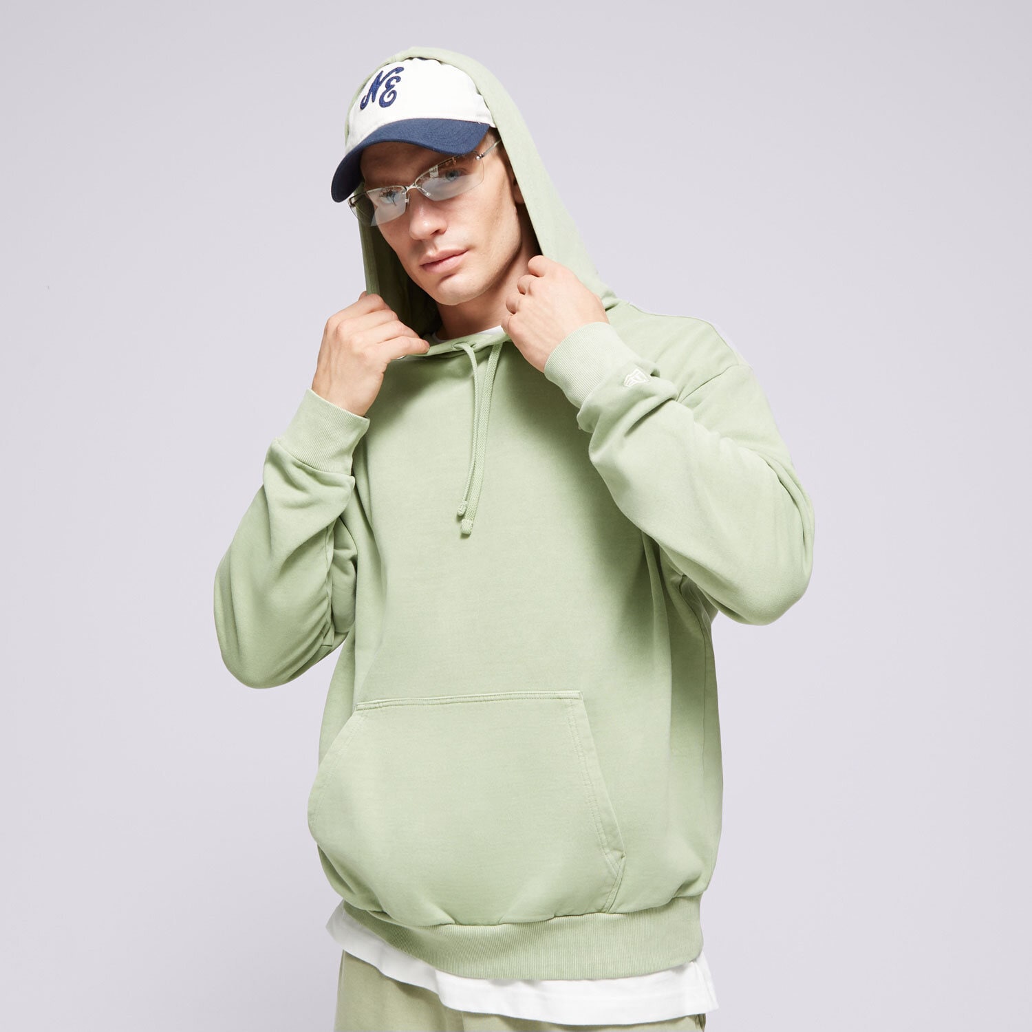 Bluza męska NEW ERA BLUZA Z KAPTUREM NE WASHED OVERSIZED NONE 60502671 ZIELONY