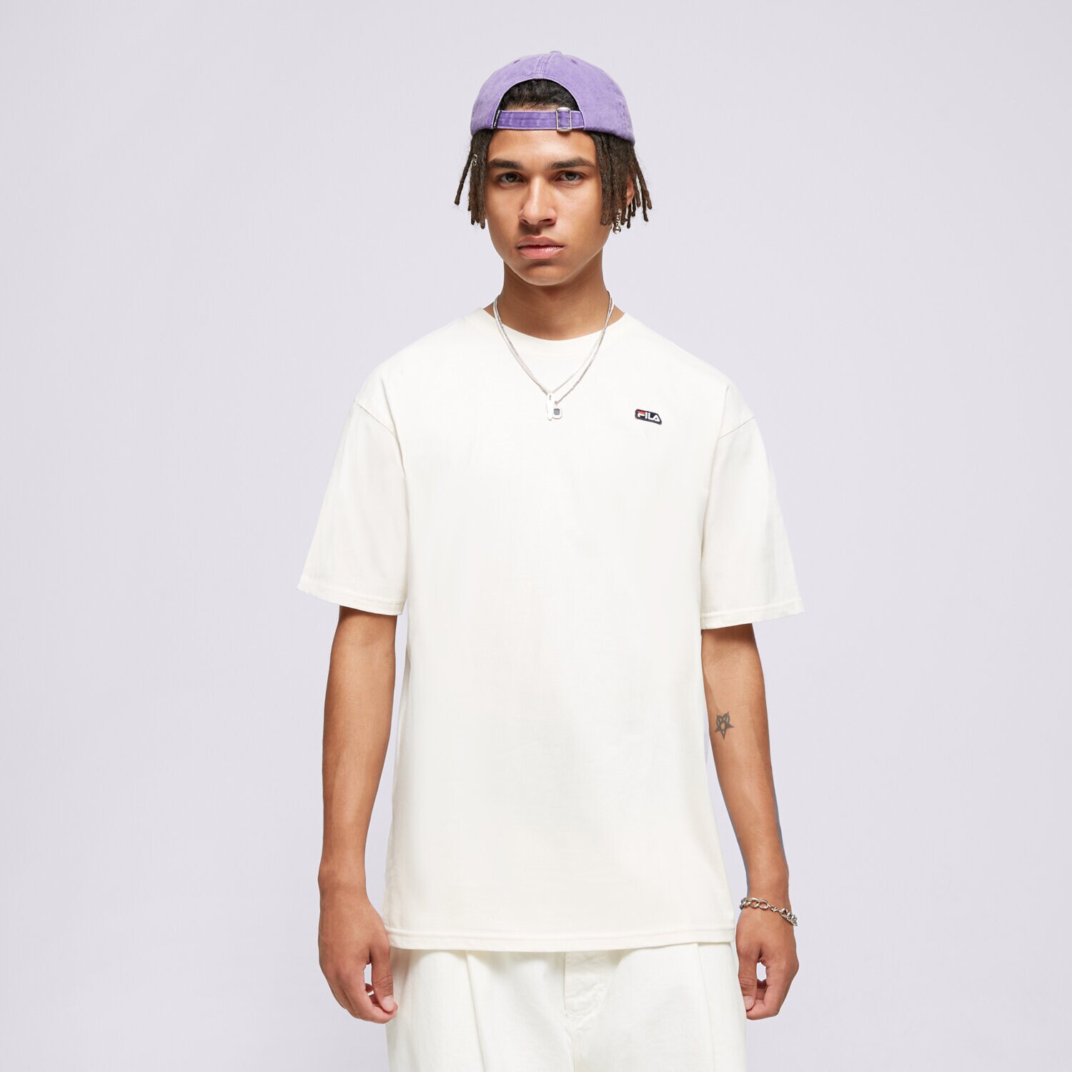 Koszulka, t-shirt sportowy męski FILA T-SHIRT BADGE LOGO TEE FI124TSM70130 BEŻOWY