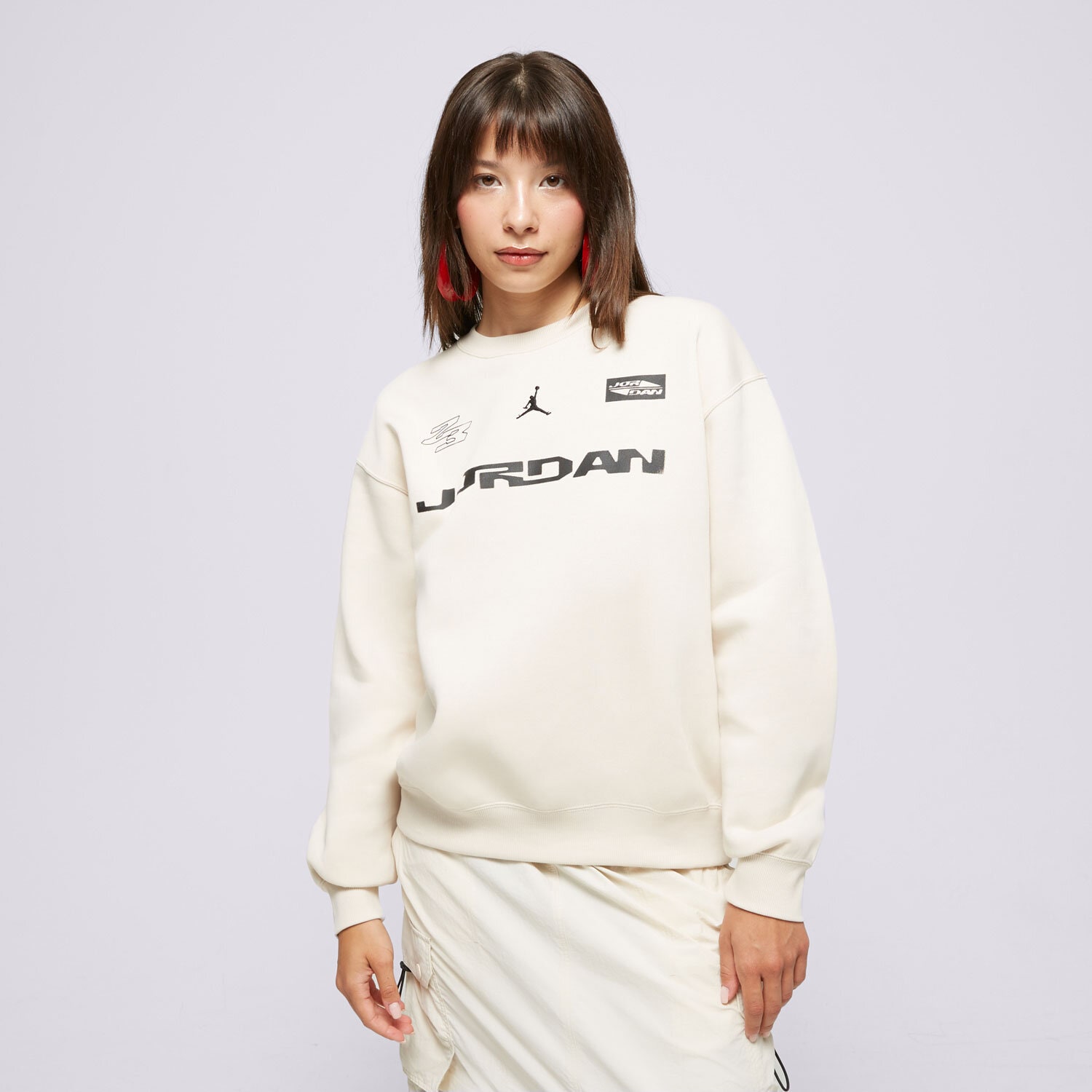 Bluza damska BLUZA W JORDAN BRKLN FLC CREW GFX 24 FV7086-203 BEŻOWY