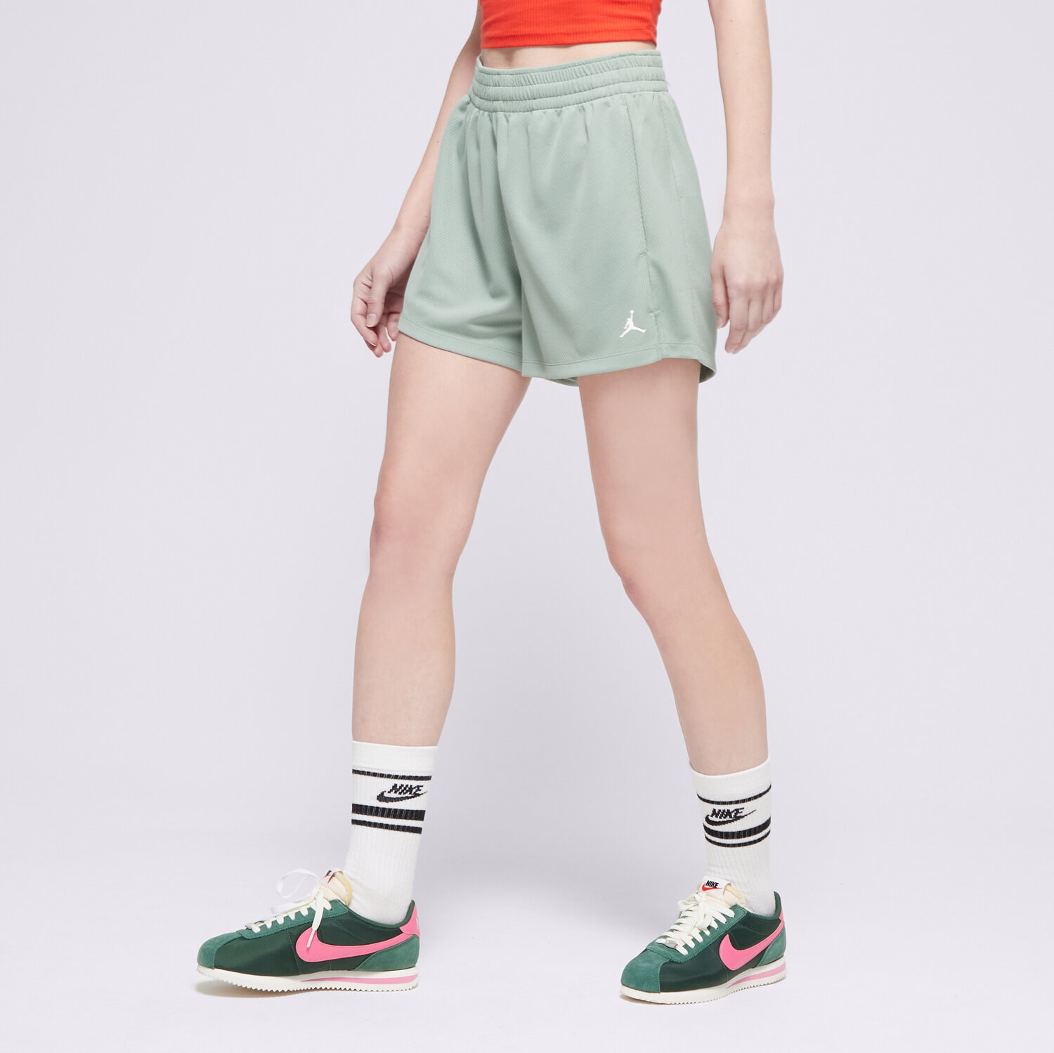 Krótkie spodenki, szorty damskie JORDAN SZORTY W J SPT MESH SHORT SLD FN5162-304 ZIELONY