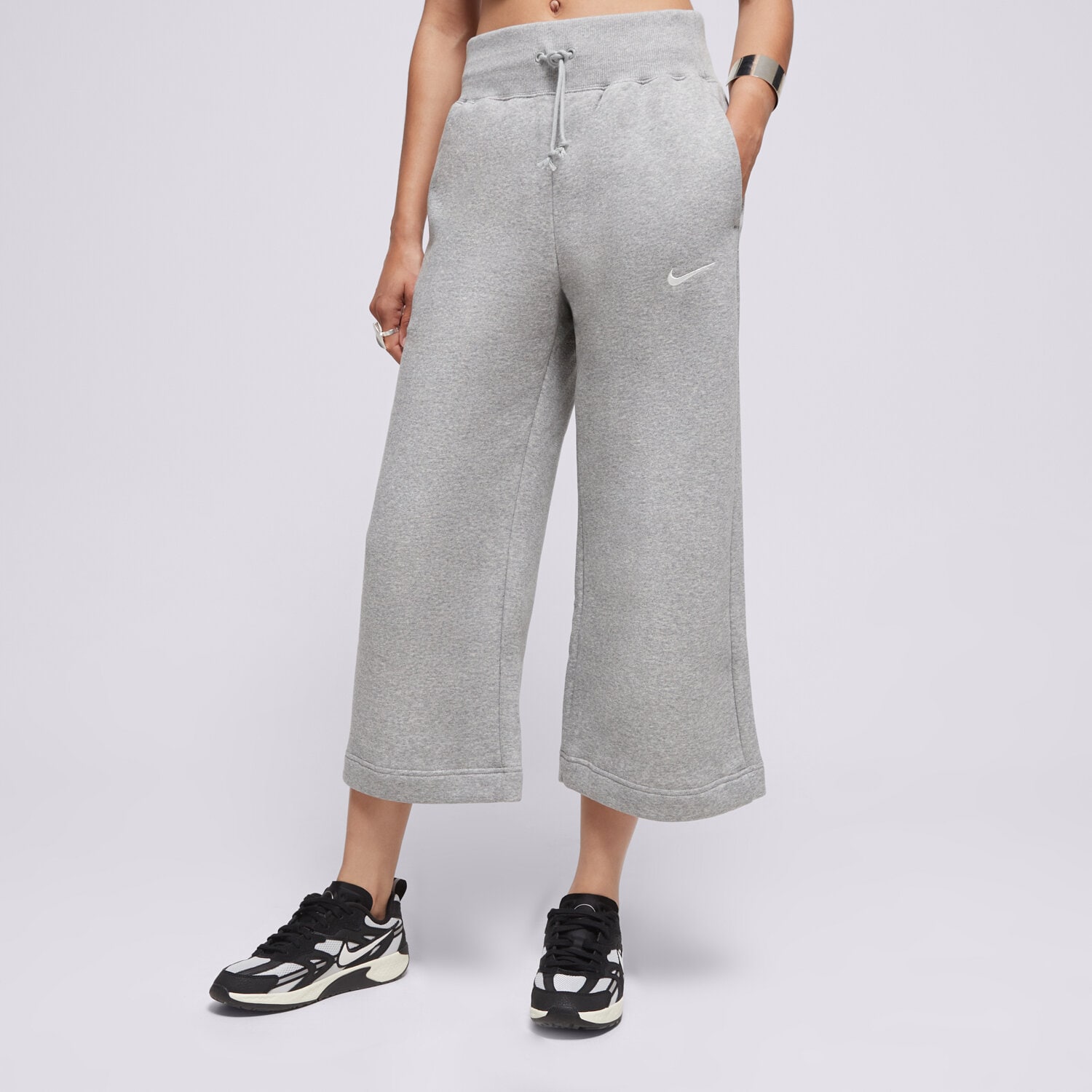Spodnie sportowe damskie NIKE SPODNIE W NSW PHNX FLC HR CROP SWTP FB8313-063 SZARY