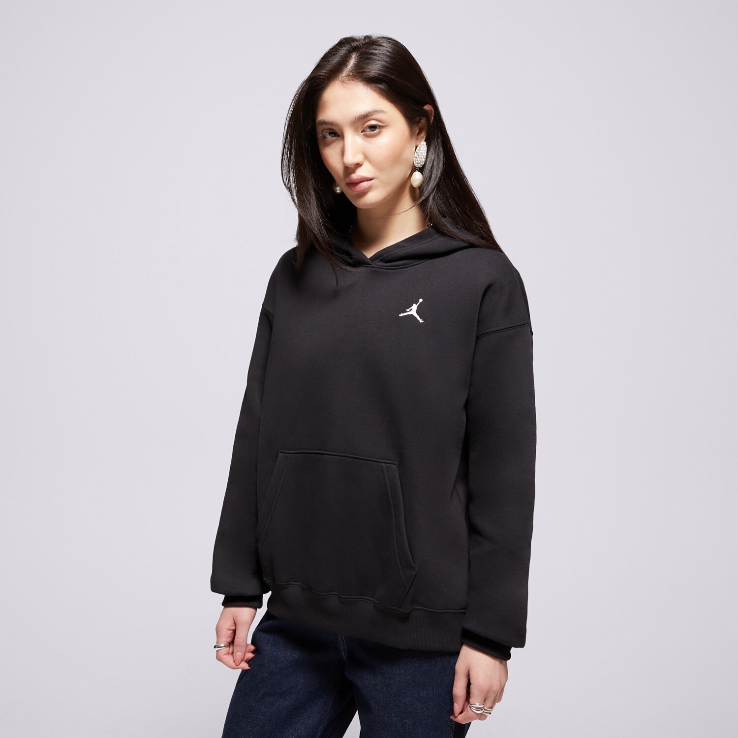 Bluza damska BLUZA Z KAPTUREM W JORDAN BRKLN FLC PO 24 FV7071-010 CZARNY