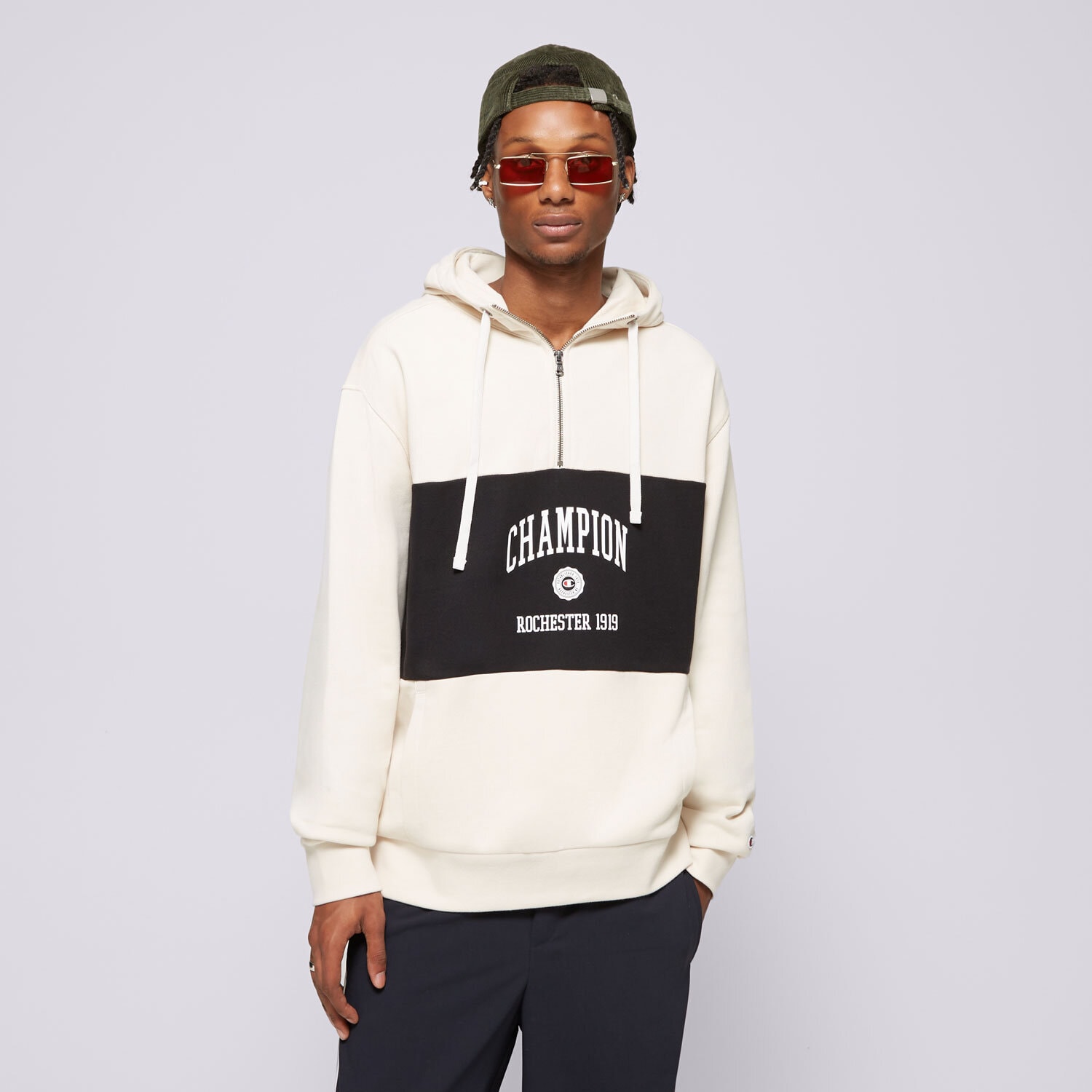 Bluza męska CHAMPION BLUZA HALF ZIP TOP 219851YS137 BEŻOWY