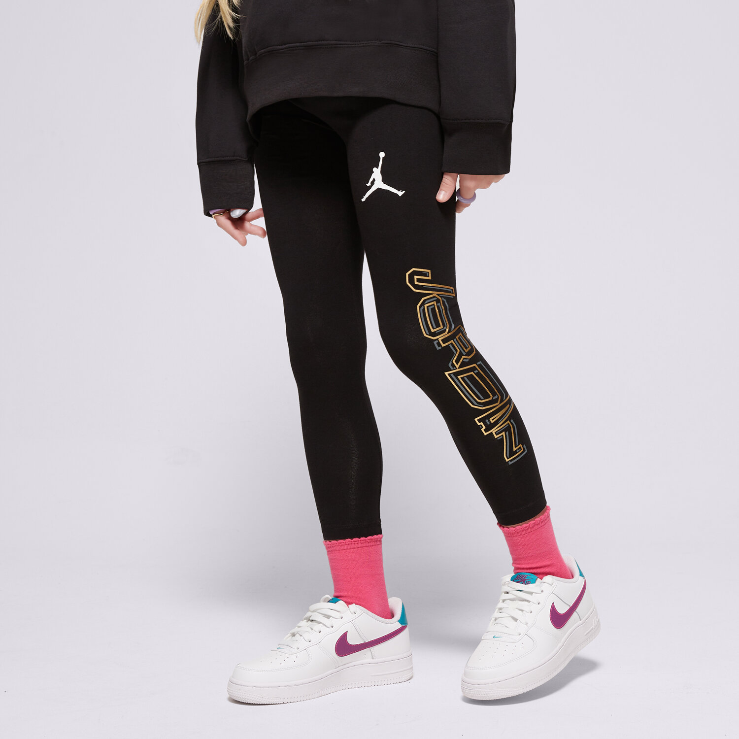 Sportowe spodnie dziecięce JORDAN LEGGINGS TAKE FLIGHT LEGGING 45C803-023 CZARNY