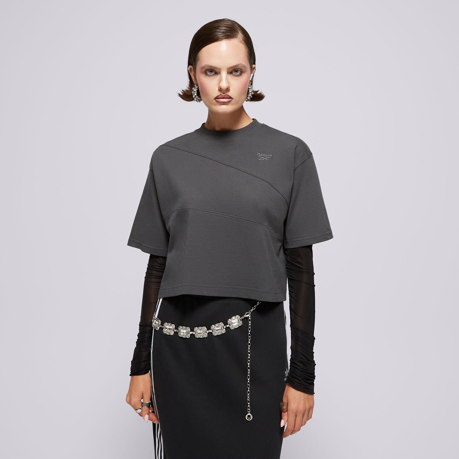 Koszulka, t-shirt damski REEBOK T-SHIRT AE VECTOR TOP 100205327 SZARY