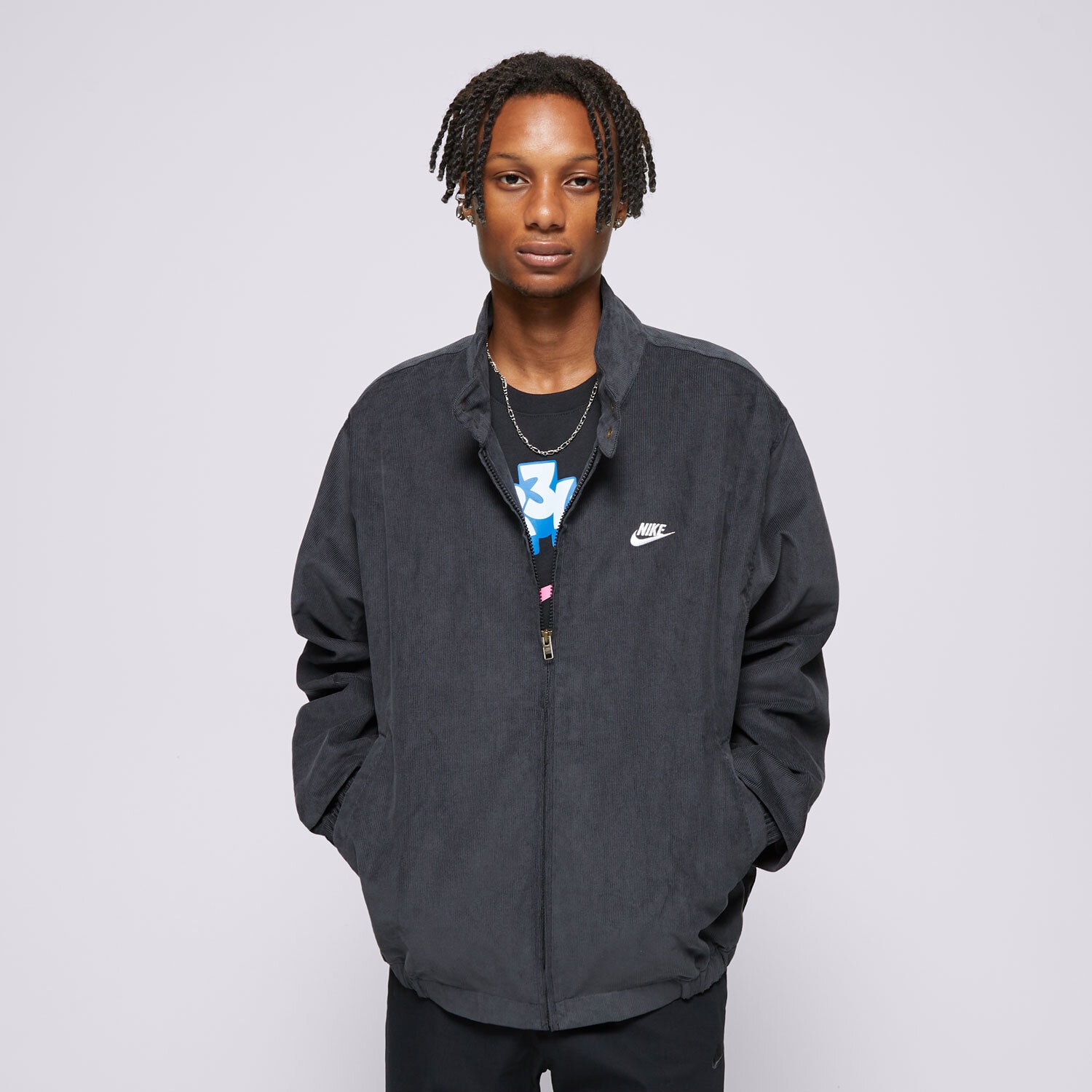 Kurtka wiosenna / jesienna męska NIKE KURTKA PRZEJŚCIOWA M NK CLUB HARRINGTON CRDRY FZ0631-010 CZARNY