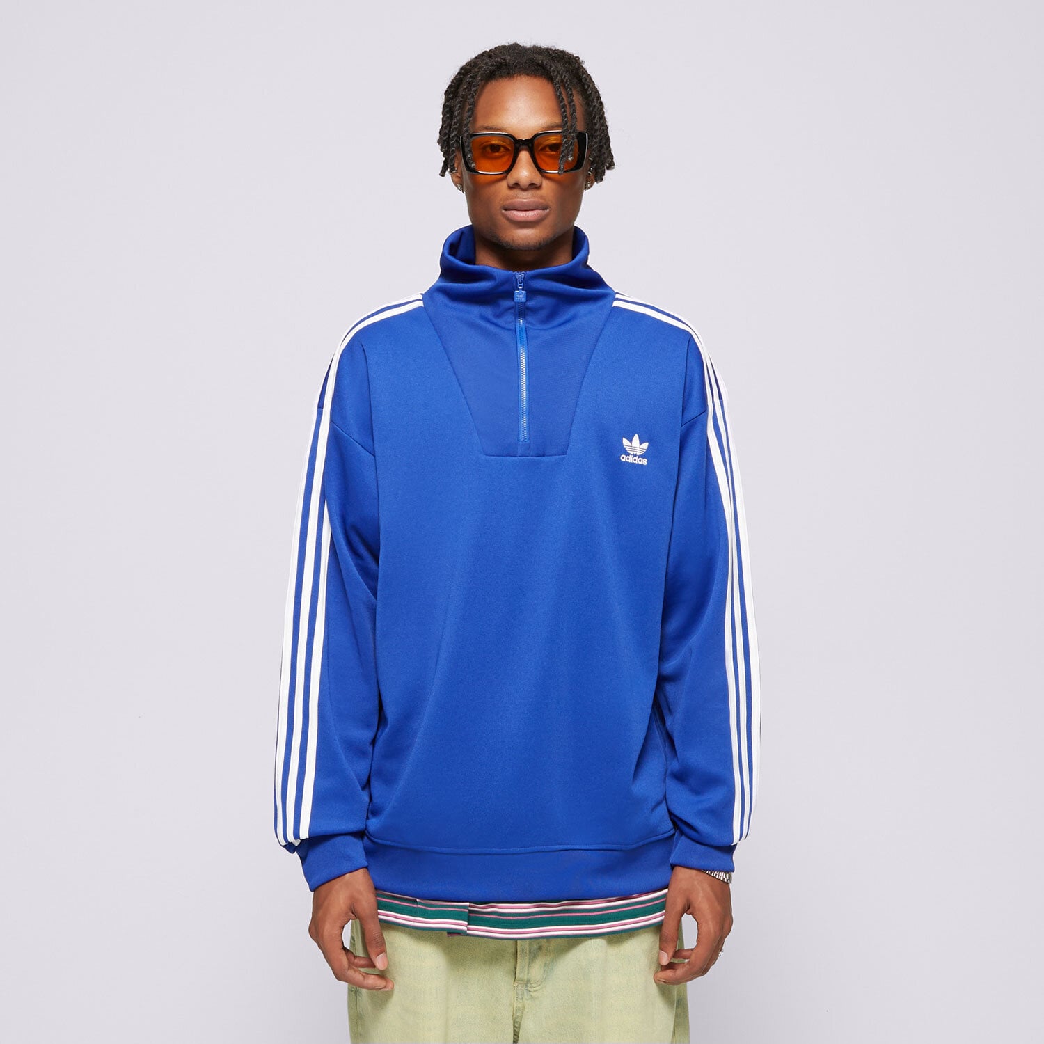 Bluza męska ADIDAS BLUZA ROZPINANA FUNNELNECK TT IX5216 NIEBIESKI