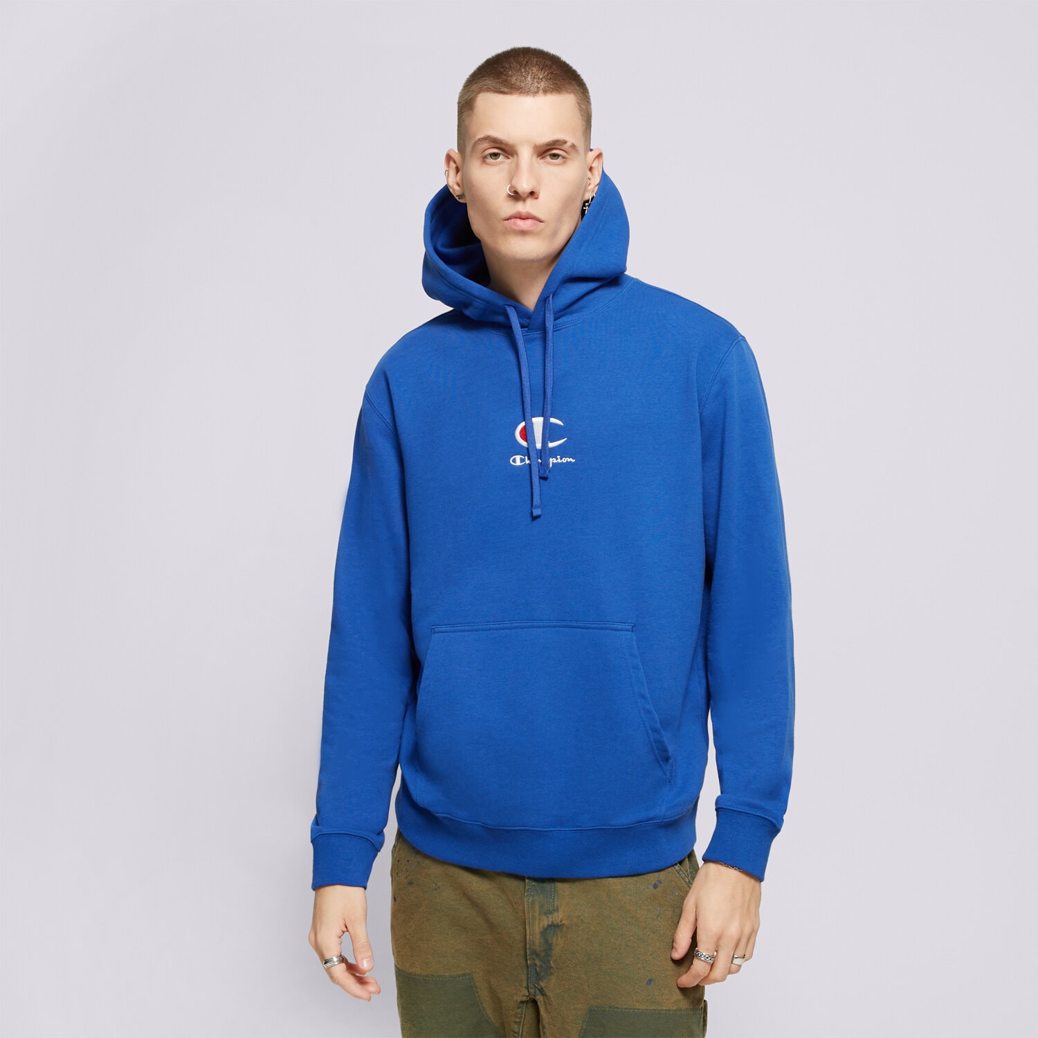 Bluza męska CHAMPION BLUZA Z KAPTUREM HOODED SWEATSHIRT 219845BS003 NIEBIESKI