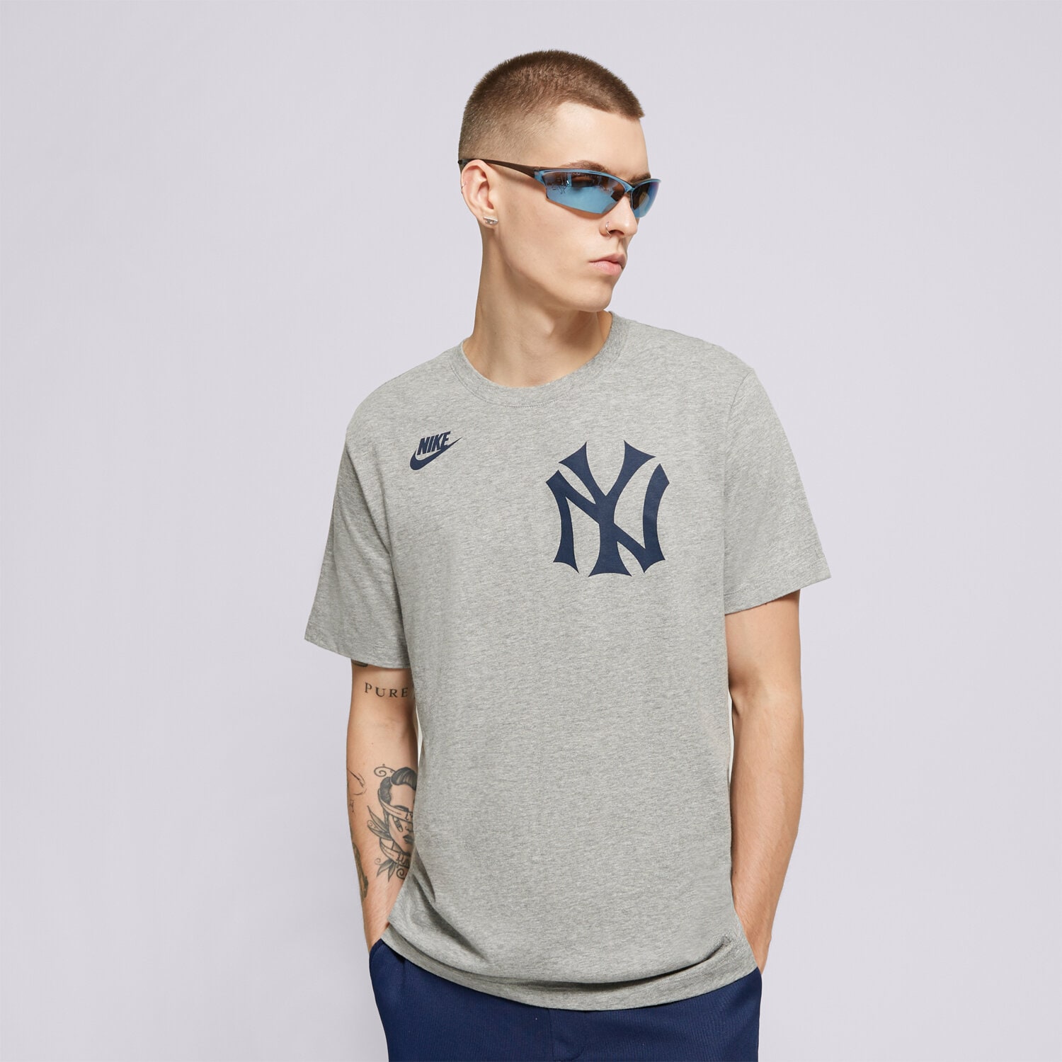 Koszulka, t-shirt sportowy męski NIKE T-SHIRT NEW YORK YANKEES MLB N199-06G-N27-0B5 SZARY