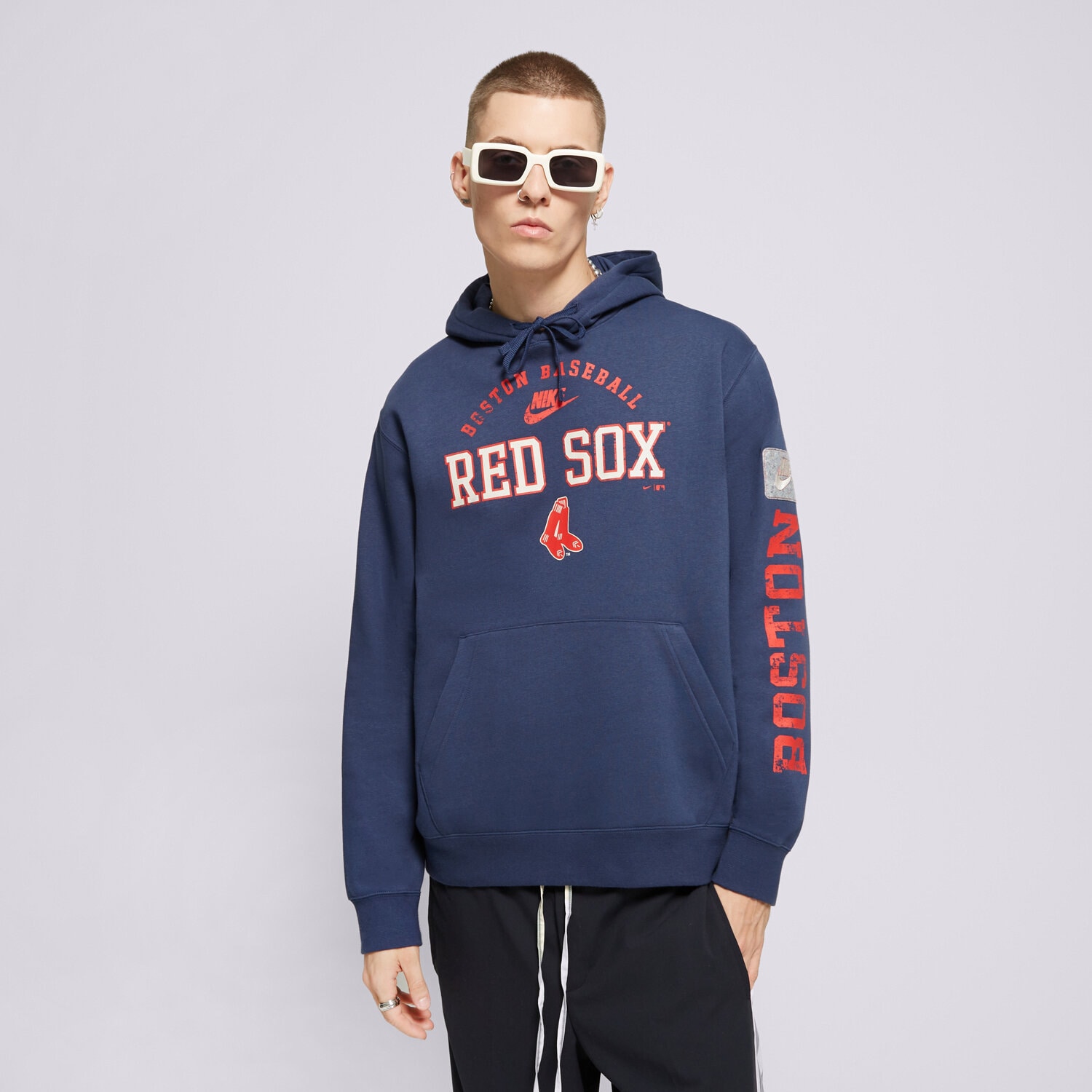 Bluza męska NIKE BLUZA Z KAPTUREM BOSTON RED SOX MLB NKDK-44B-R36-HKA GRANATOWY