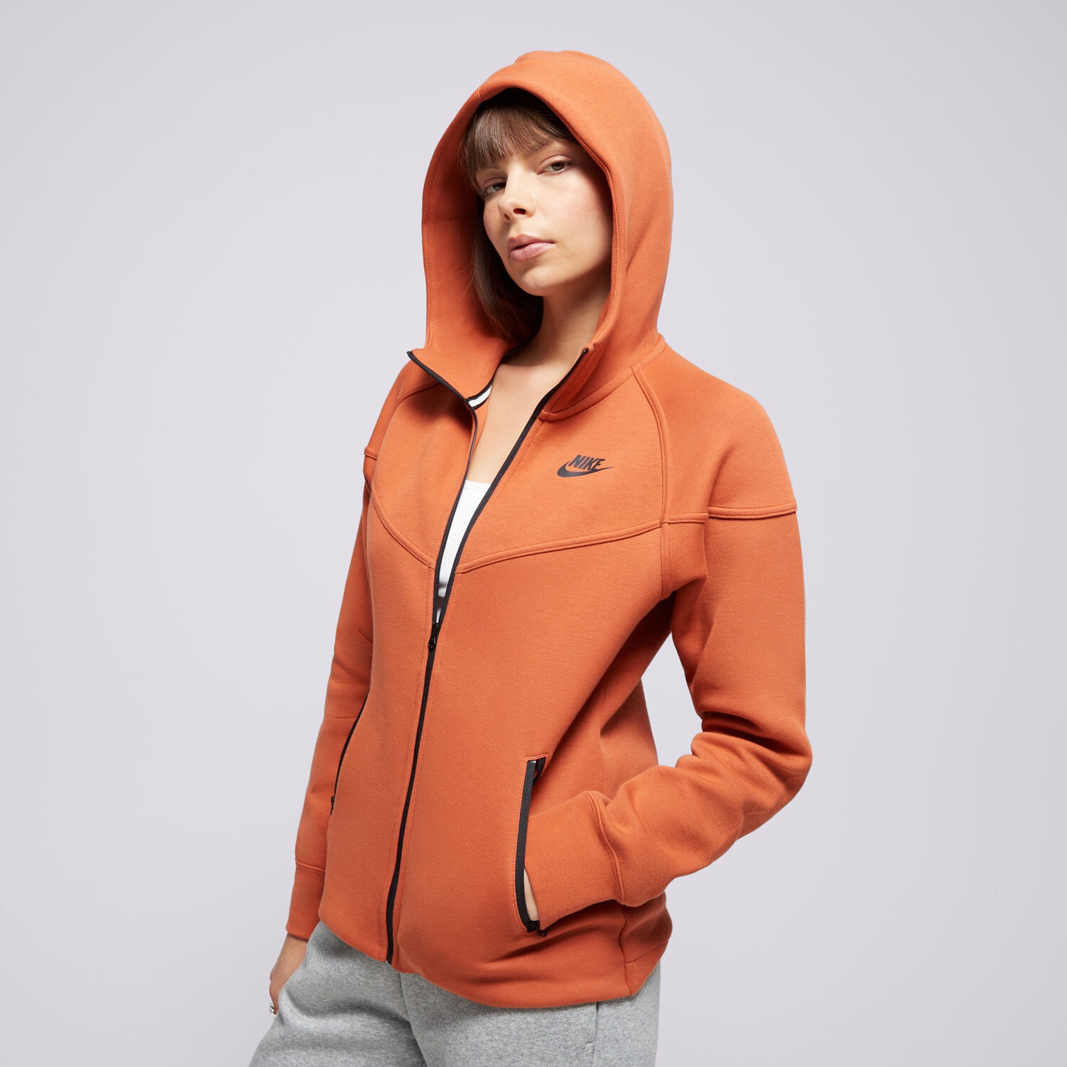 Bluza damska NIKE BLUZA Z KAPTUREM W NSW TCH FLC WR FZ HDY FB8338-825 POMARAŃCZOWY
