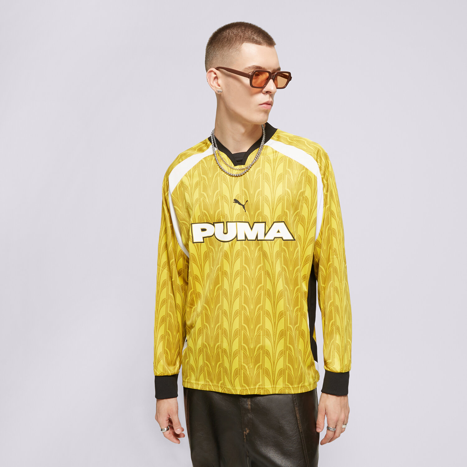 Koszulka, t-shirt sportowy męski PUMA T-SHIRT FOOTBALL JERSEY LONGSLEEVE 627543 41 ŻÓŁTY