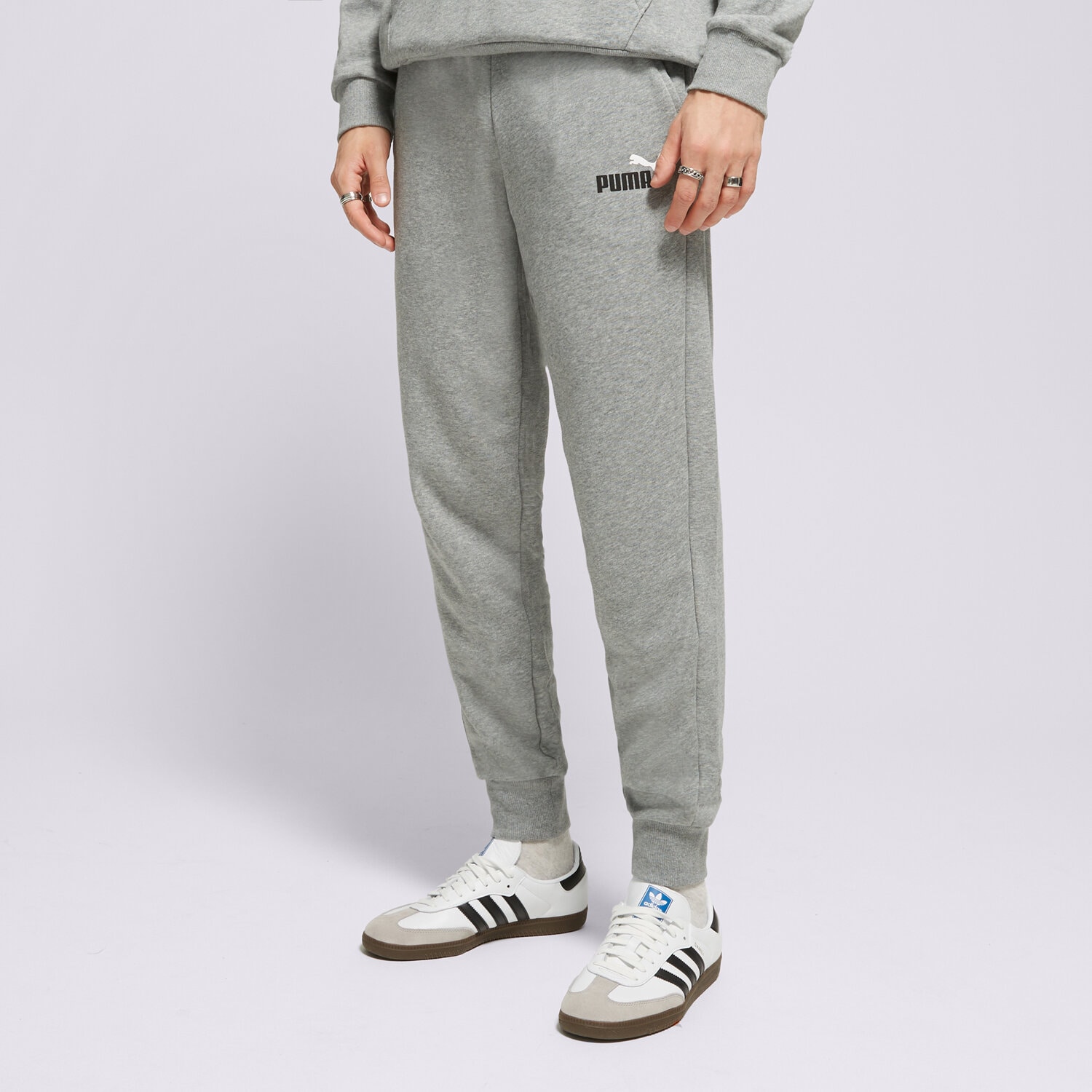 Spodnie sportowe męskie PUMA SPODNIE ESS+ 2 COL LOGO PANTS TR CL 58676803 SZARY
