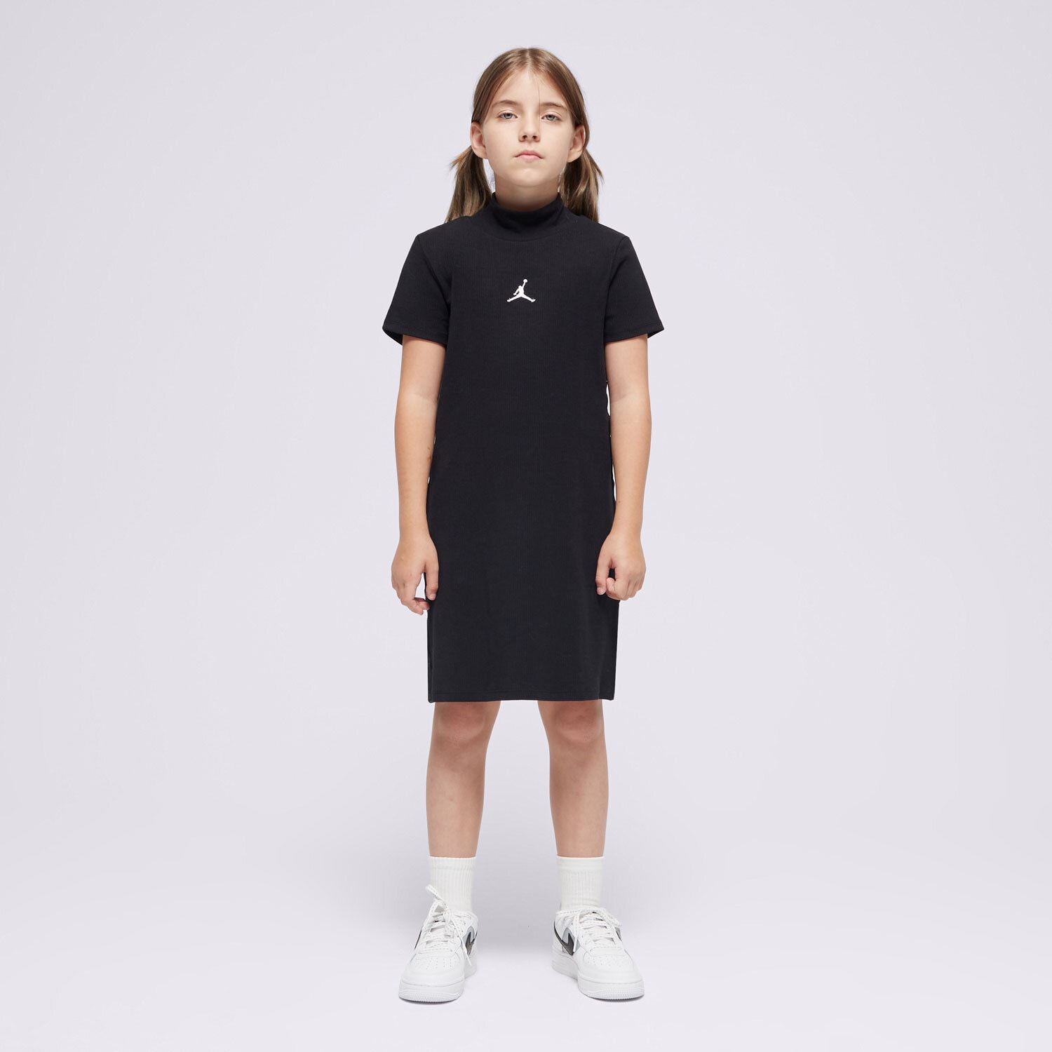 JORDAN SUKIENKA JDG JUMPMAN RIBBED TAPING DRES GIRL 45D380-023 CZARNY