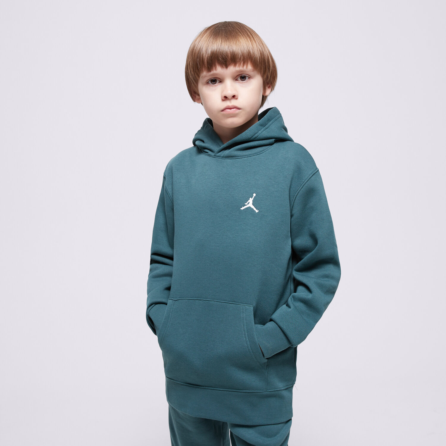 Sportowa bluza dziecięca JORDAN BLUZA Z KAPTUREM JDB MJ BROOKLYN FLC PO BOY 95D232-EI8 ZIELONY