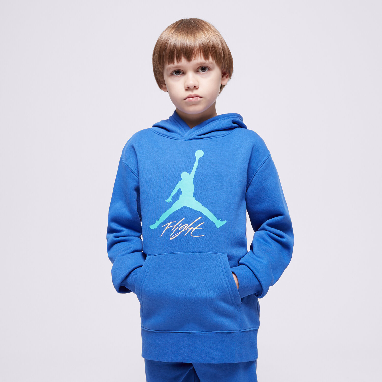 Sportowa bluza dziecięca JORDAN BLUZA Z KAPTUREM JDN JUMPMAN BASELINE PO BOY 95D277-U5H NIEBIESKI