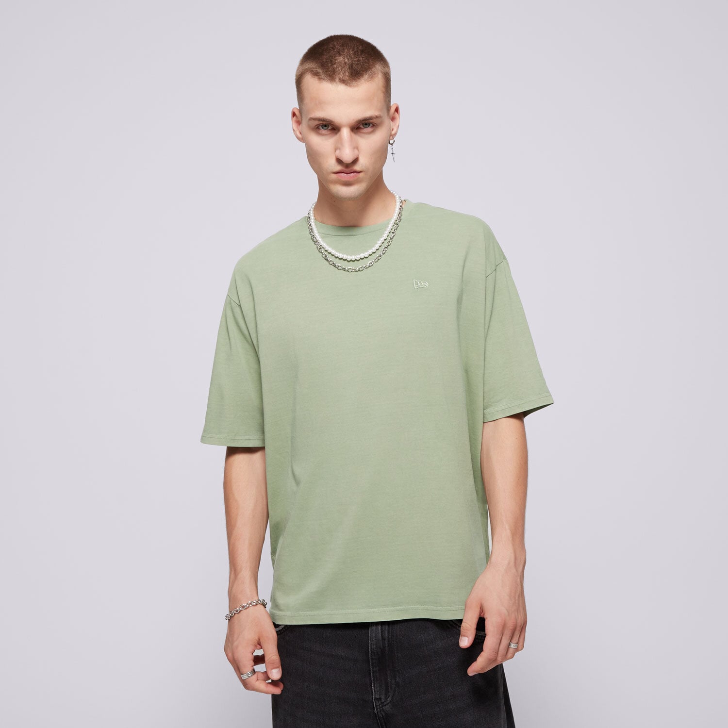 Koszulka, t-shirt sportowy męski NEW ERA T-SHIRT NE WASHED OS NONE 60502674 ZIELONY