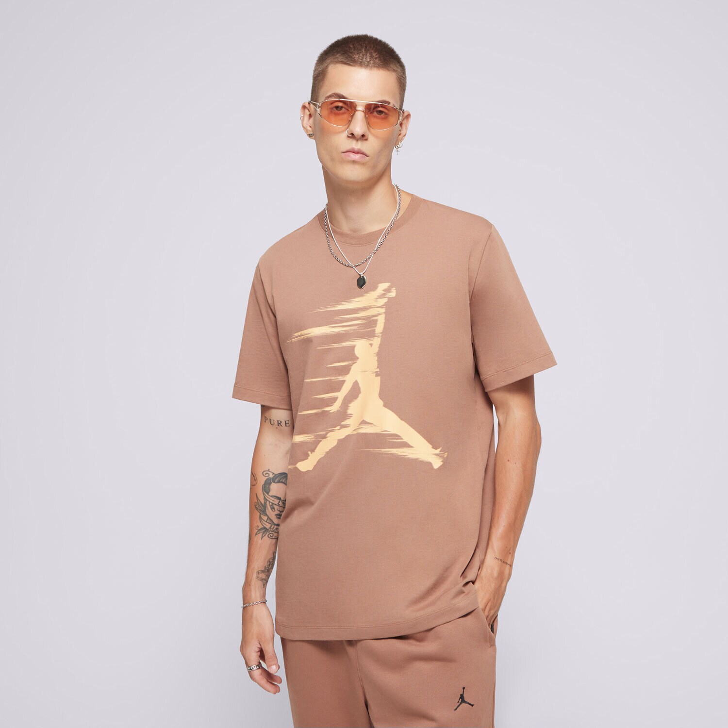 Koszulka, t-shirt sportowy męski T SHIRT M JORDAN MVP JM SS CREW FZ1919-223 BRĄZOWY