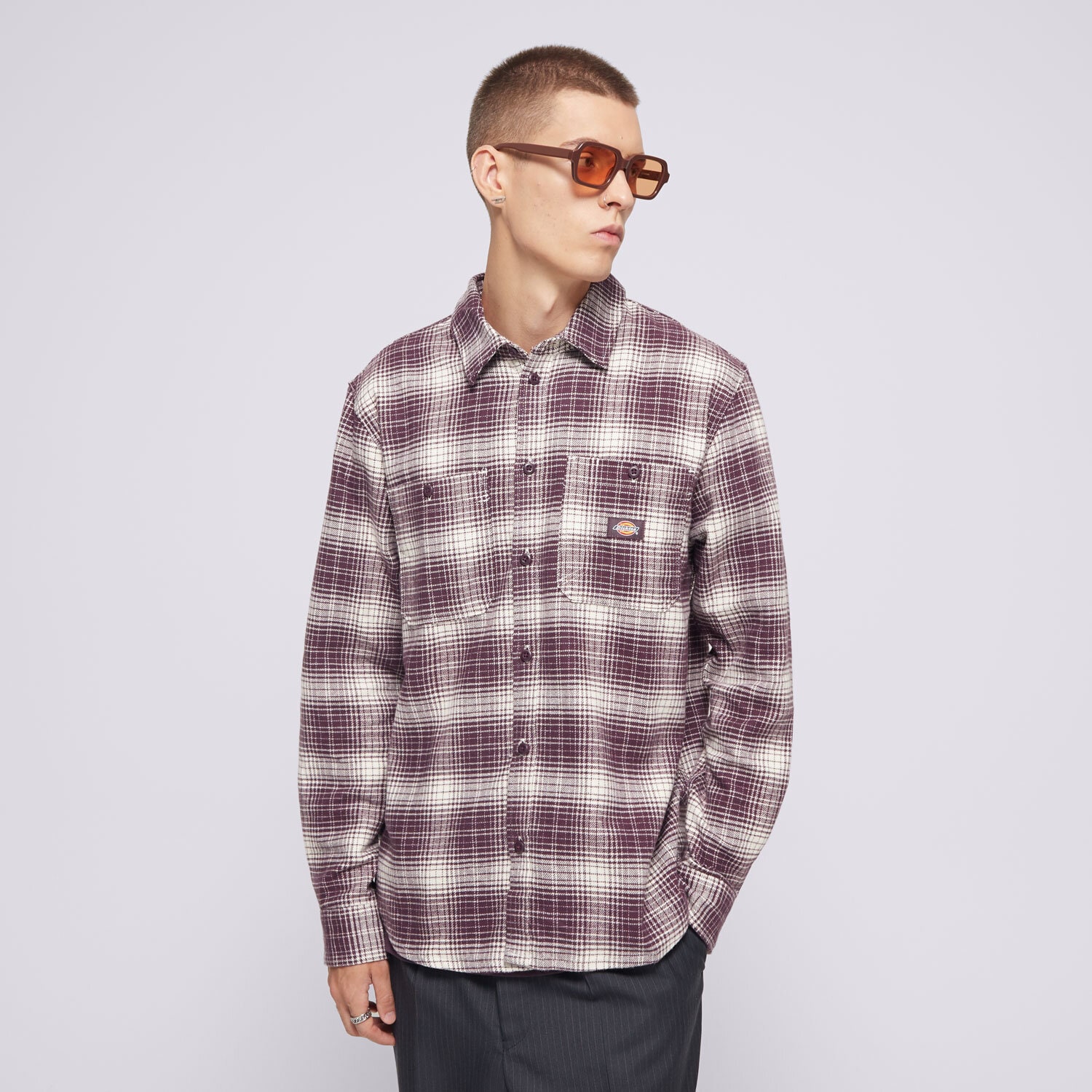 Koszule męskie sportowe DICKIES KOSZULA EVANSVILLE LS DK0A4XGTJ561 FIOLETOWY