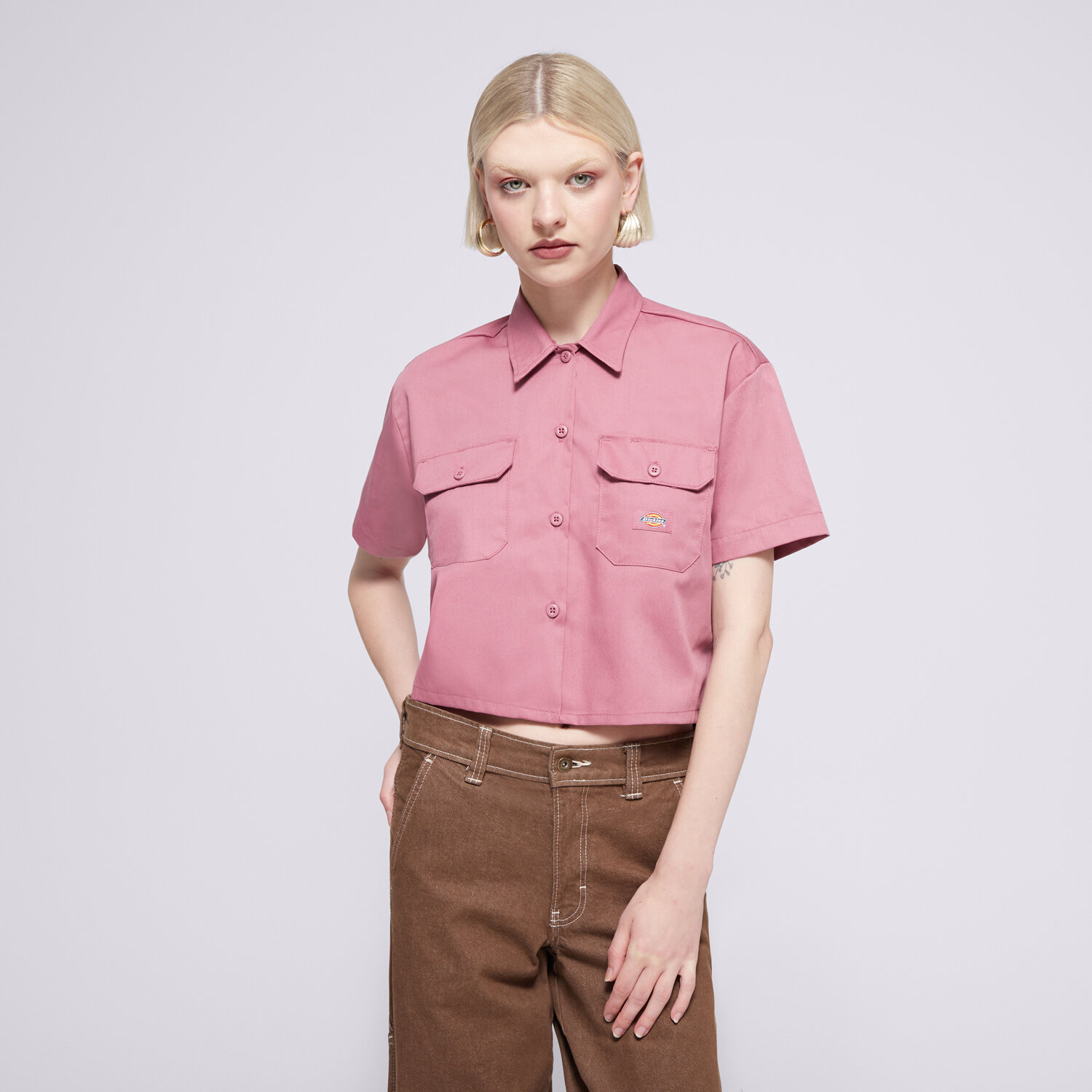 Koszulka, t-shirt damski DICKIES KOSZULA WORK SHIRT CROPPED SS W DK0A4YSXJ541 FIOLETOWY