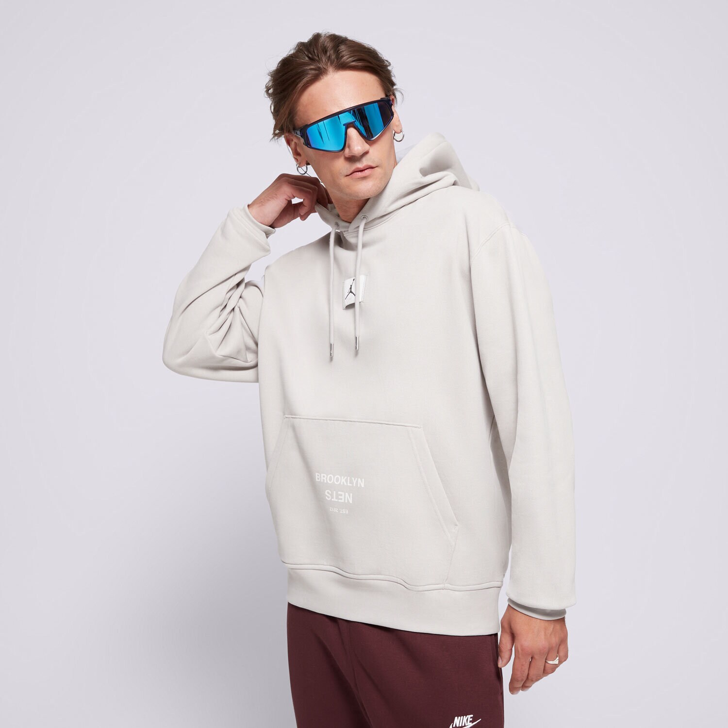 Bluza męska NIKE BLUZA Z KAPTUREM BKN MNK FLC PO CTS ST NBA FV8239-014 SZARY