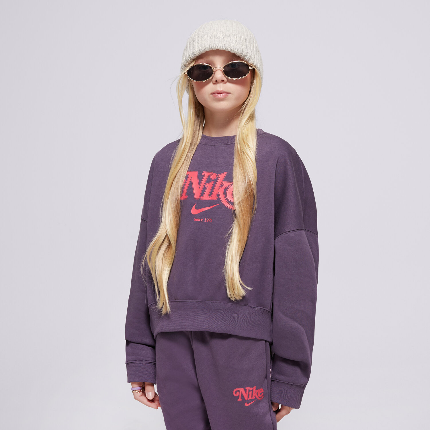 Sportowa bluza dziecięca NIKE BLUZA G NSW TREND FLC CRP CREW GIRL HM0531-573 GRANATOWY