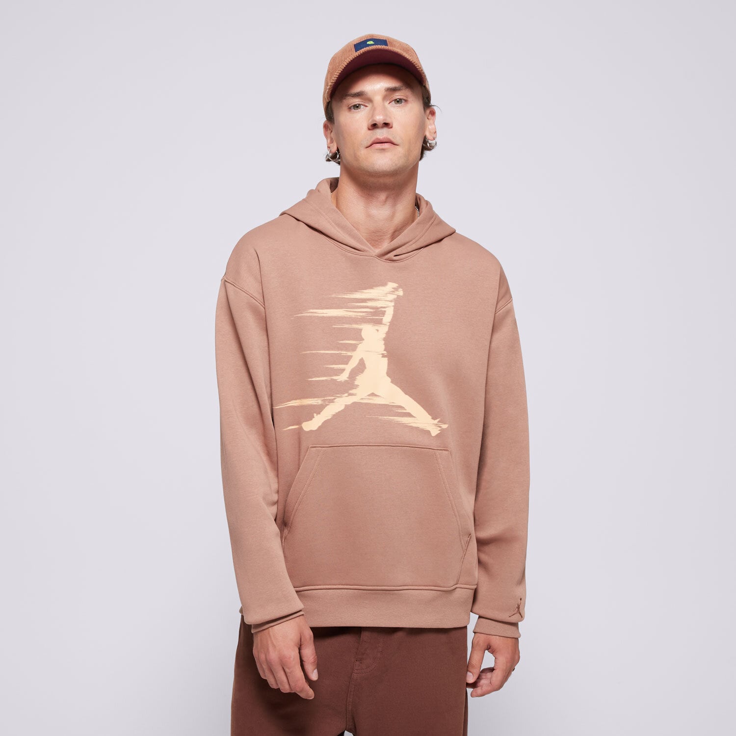Bluza męska BLUZA Z KAPTUREM M JORDAN MVP HBR FLC PO FV7227-223 BRĄZOWY