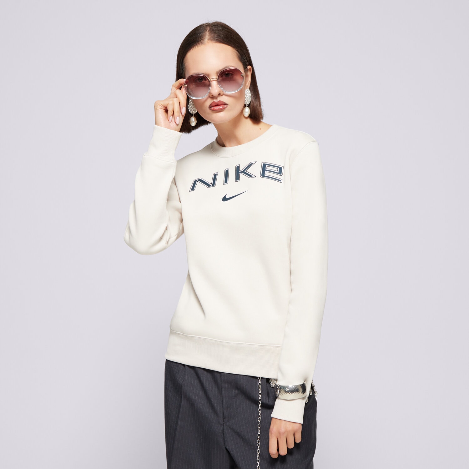 Bluza damska NIKE BLUZA W NSW PHNX FLC STD LOGO CREW HM9754-104 BEŻOWY