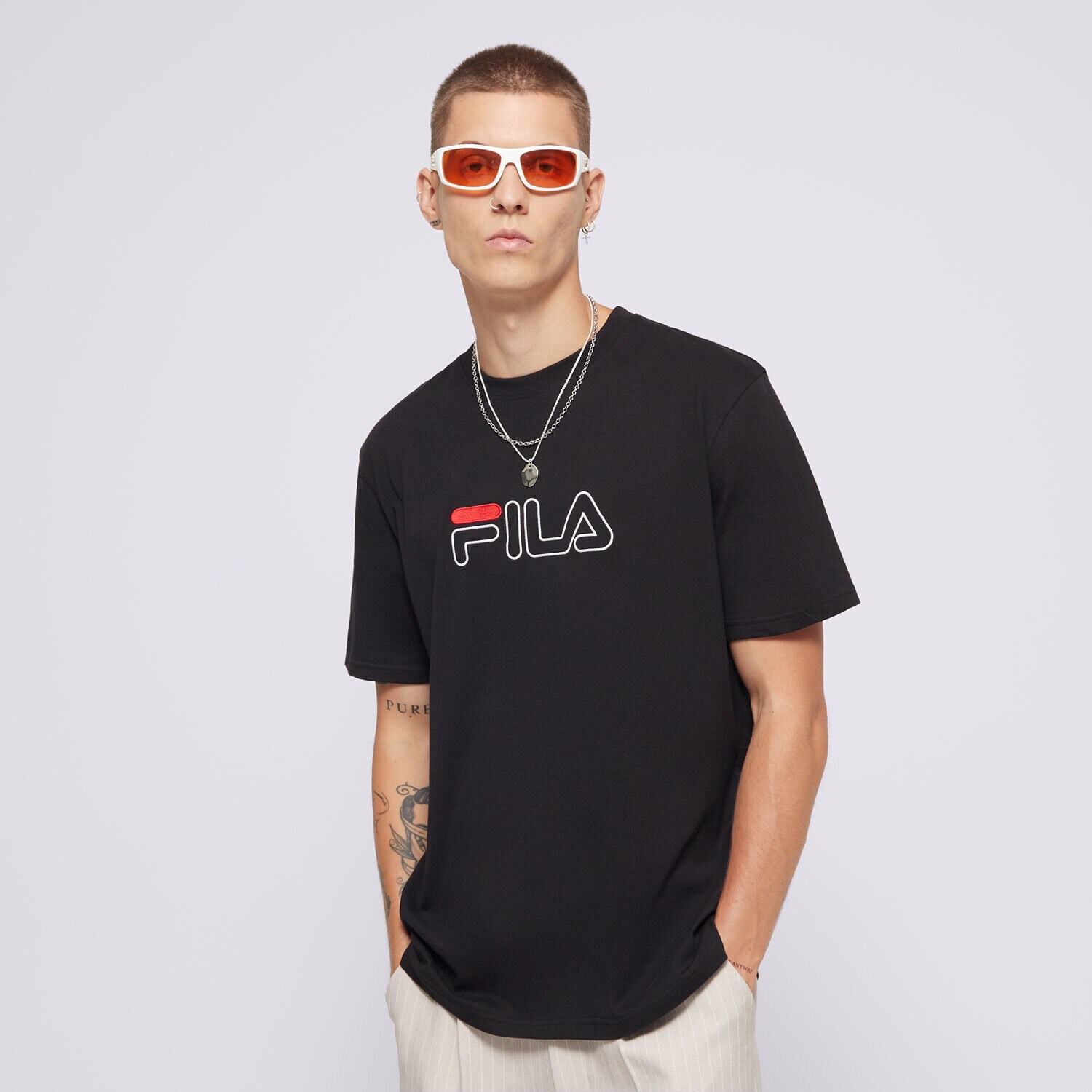 Koszulka, t-shirt sportowy męski FILA T-SHIRT FILA ACE BLK FW23JDM001ACEBLK CZARNY