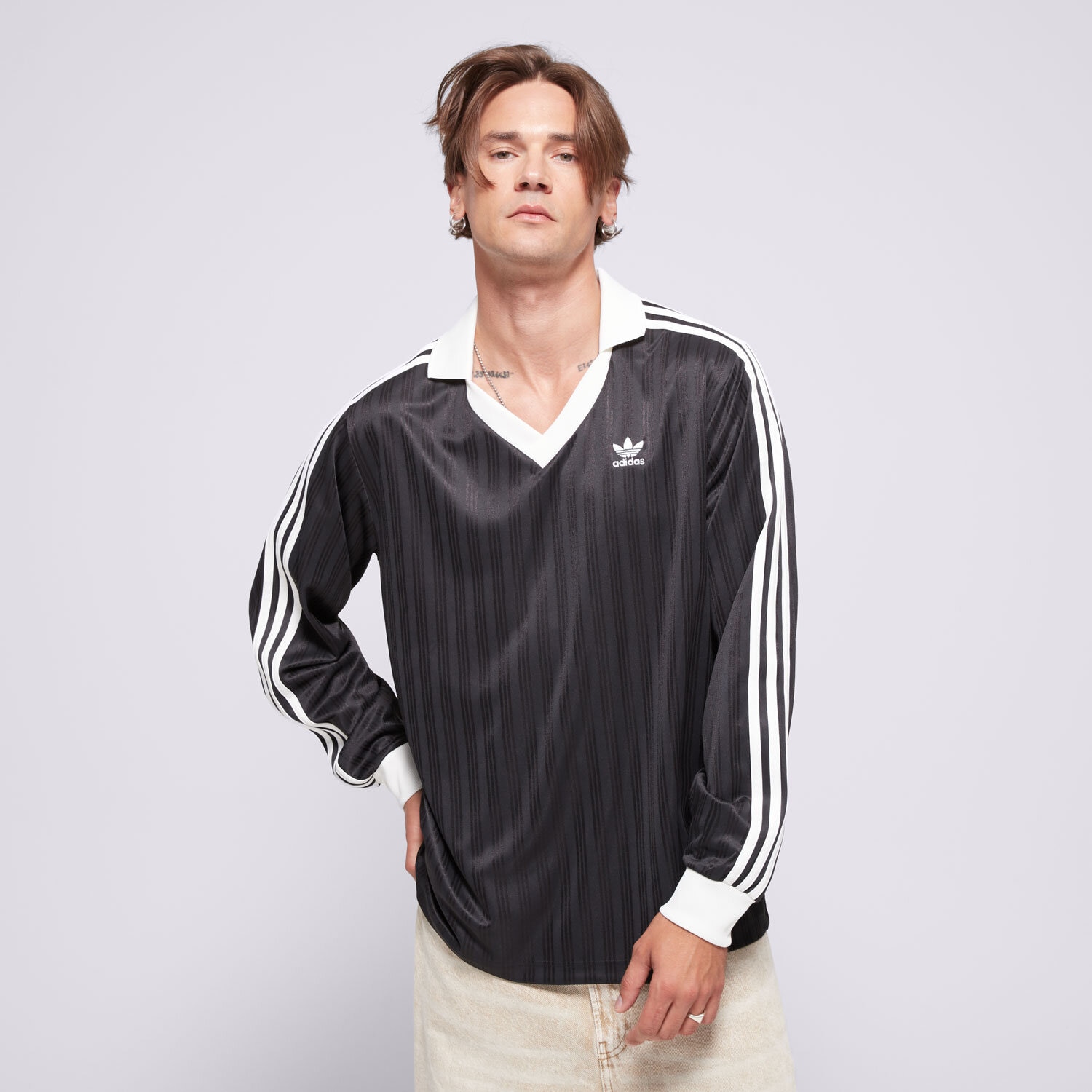 Koszulka, t-shirt sportowy męski ADIDAS T-SHIRT PIQUE LS IZ4808 CZARNY