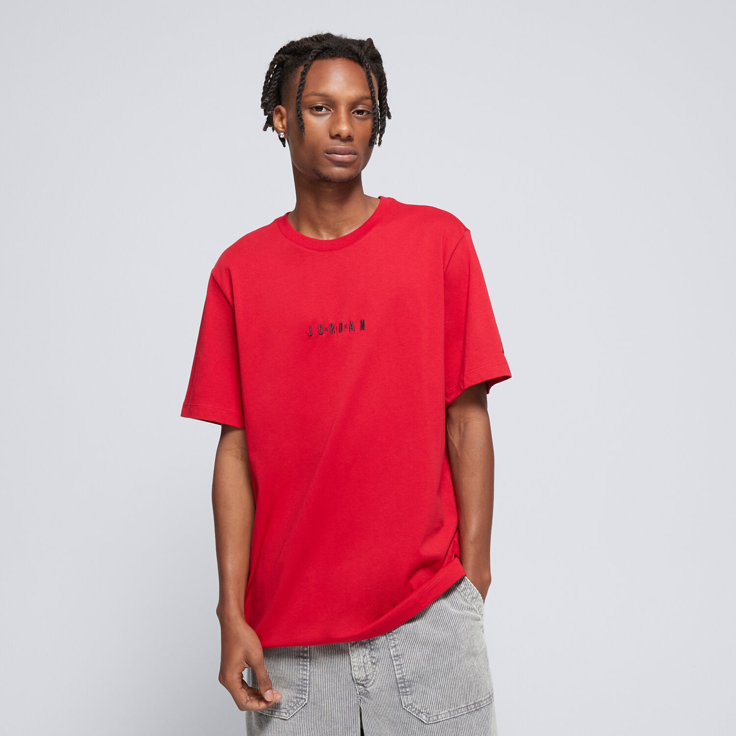 Koszulka, t-shirt sportowy męski T SHIRT JORDAN AIR DM3182-689 CZERWONY