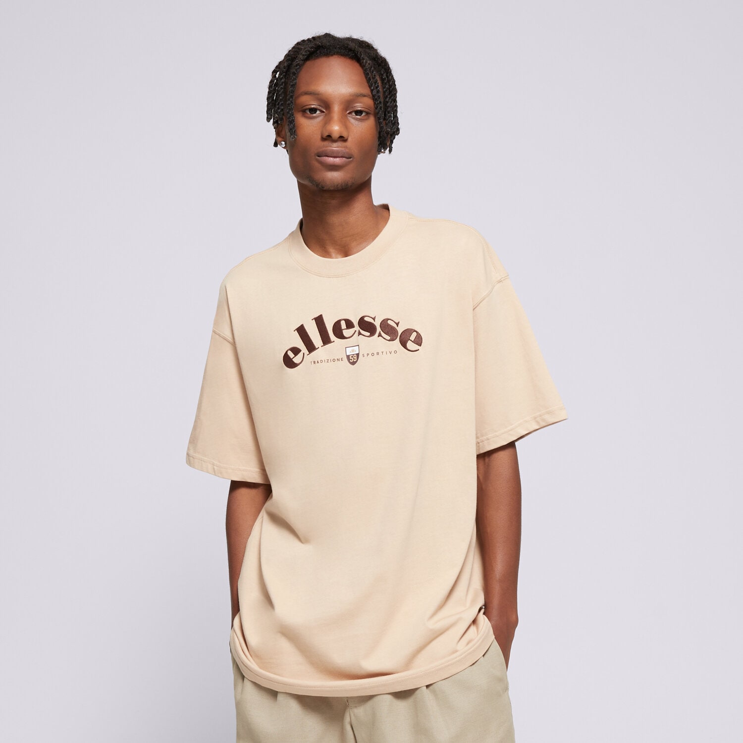 Koszulka, t-shirt sportowy męski ELLESSE T-SHIRT FRANKS TEE BEIGE SHX21071214 BRĄZOWY