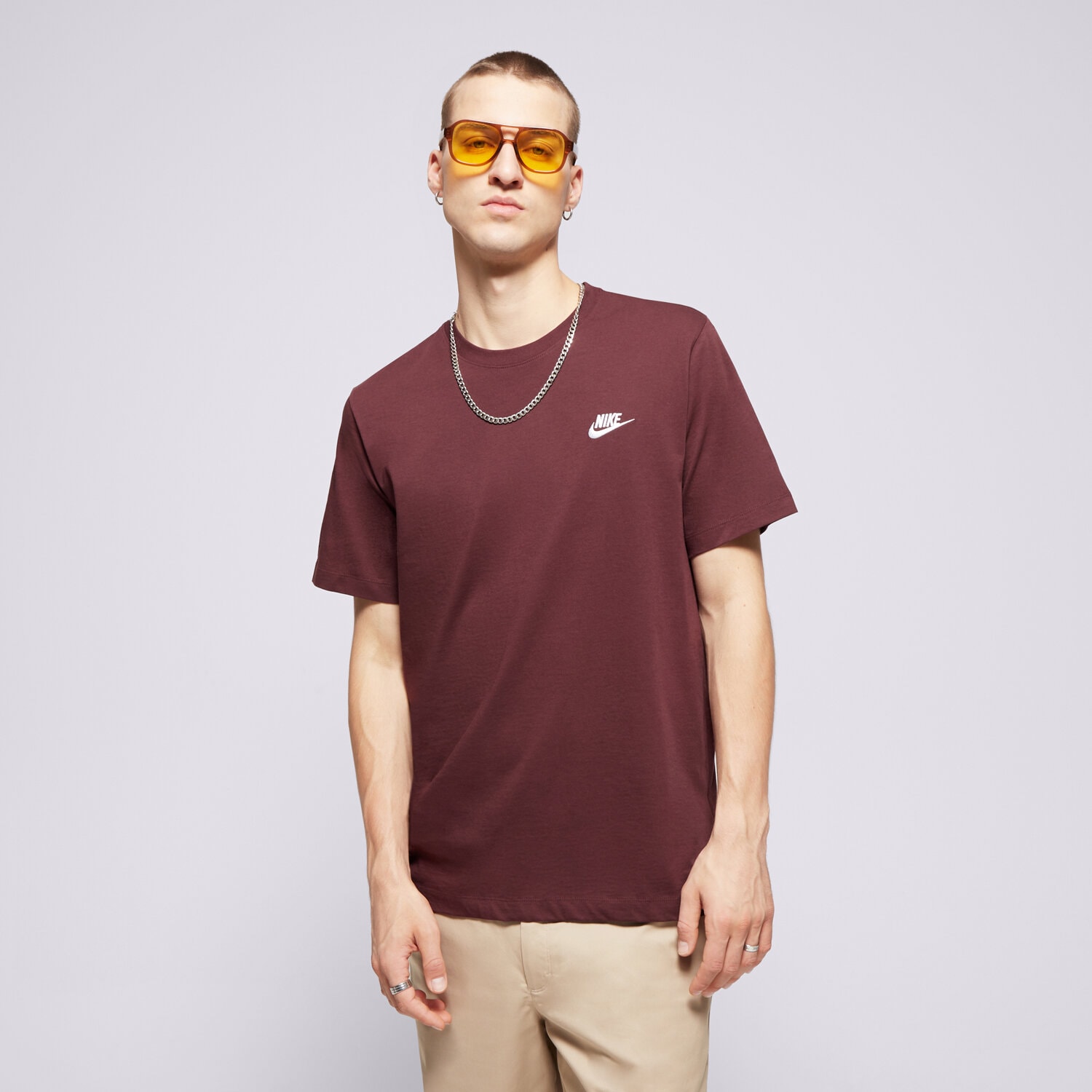 Koszulka, t-shirt sportowy męski NIKE T-SHIRT SPORTSWEAR CLUB AR4997-652 BRĄZOWY