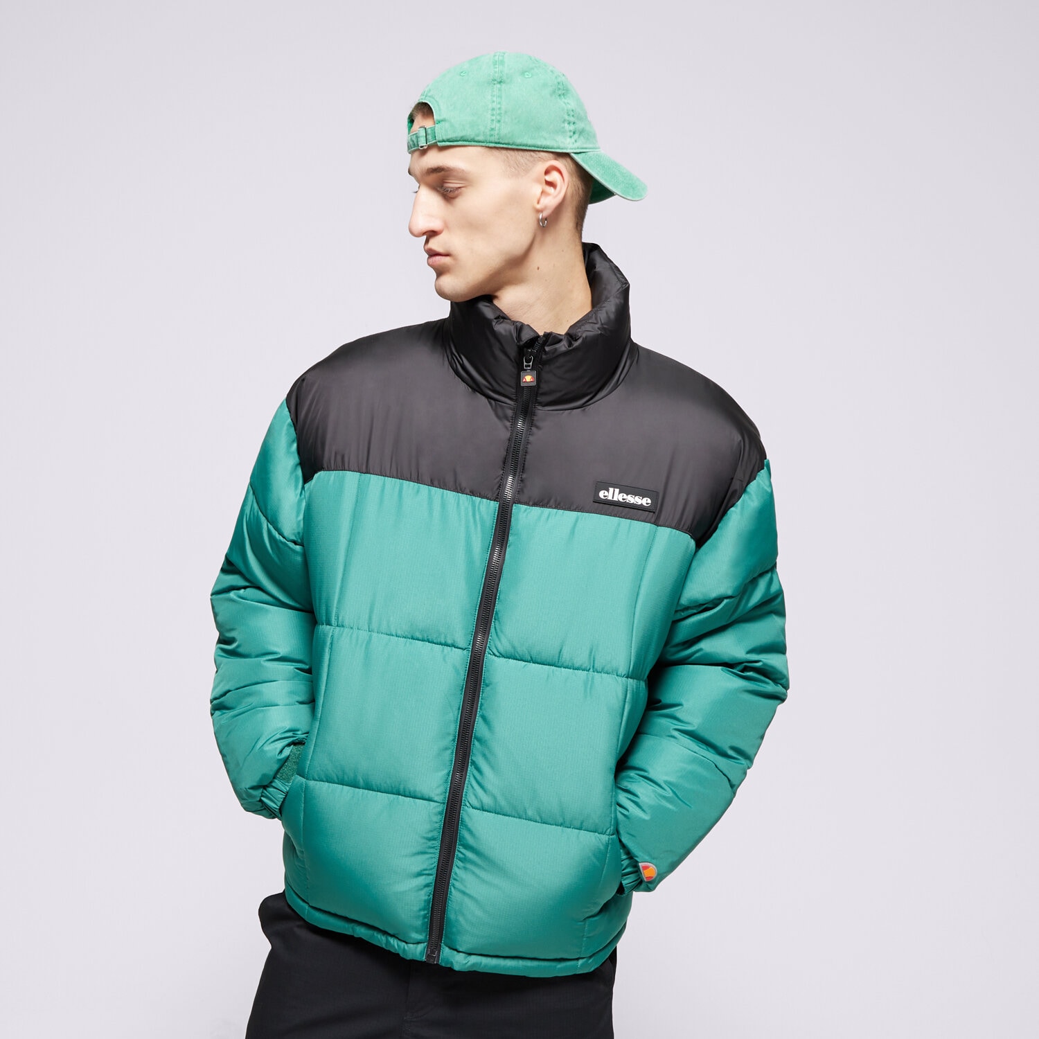 Kurtka zimowa męska ELLESSE KURTKA PUCHOWA ARGENT PADDED BLK/GREEN PADDED JACKET SHX20980022 CZARNY