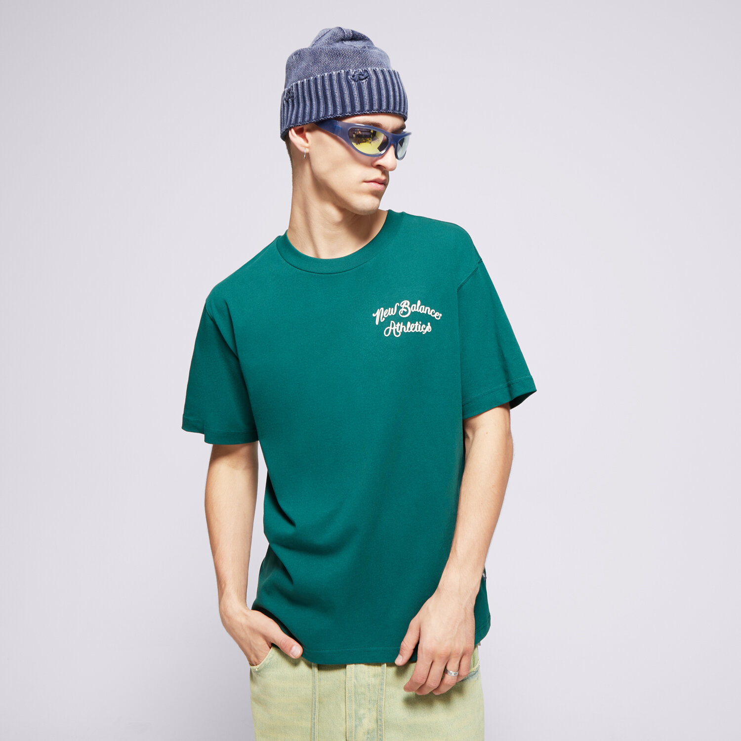 Koszulka, t-shirt sportowy męski NEW BALANCE T-SHIRT ATHLETICS RELAXED LEAGUE T-SHIRT MT43556MHN ZIELONY