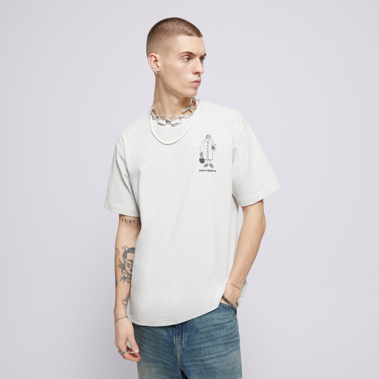 Koszulka, t-shirt sportowy męski NEW BALANCE T-SHIRT ATHLETICS RELAXED GRANDMA T-SHIRT MT43554AHH SZARY