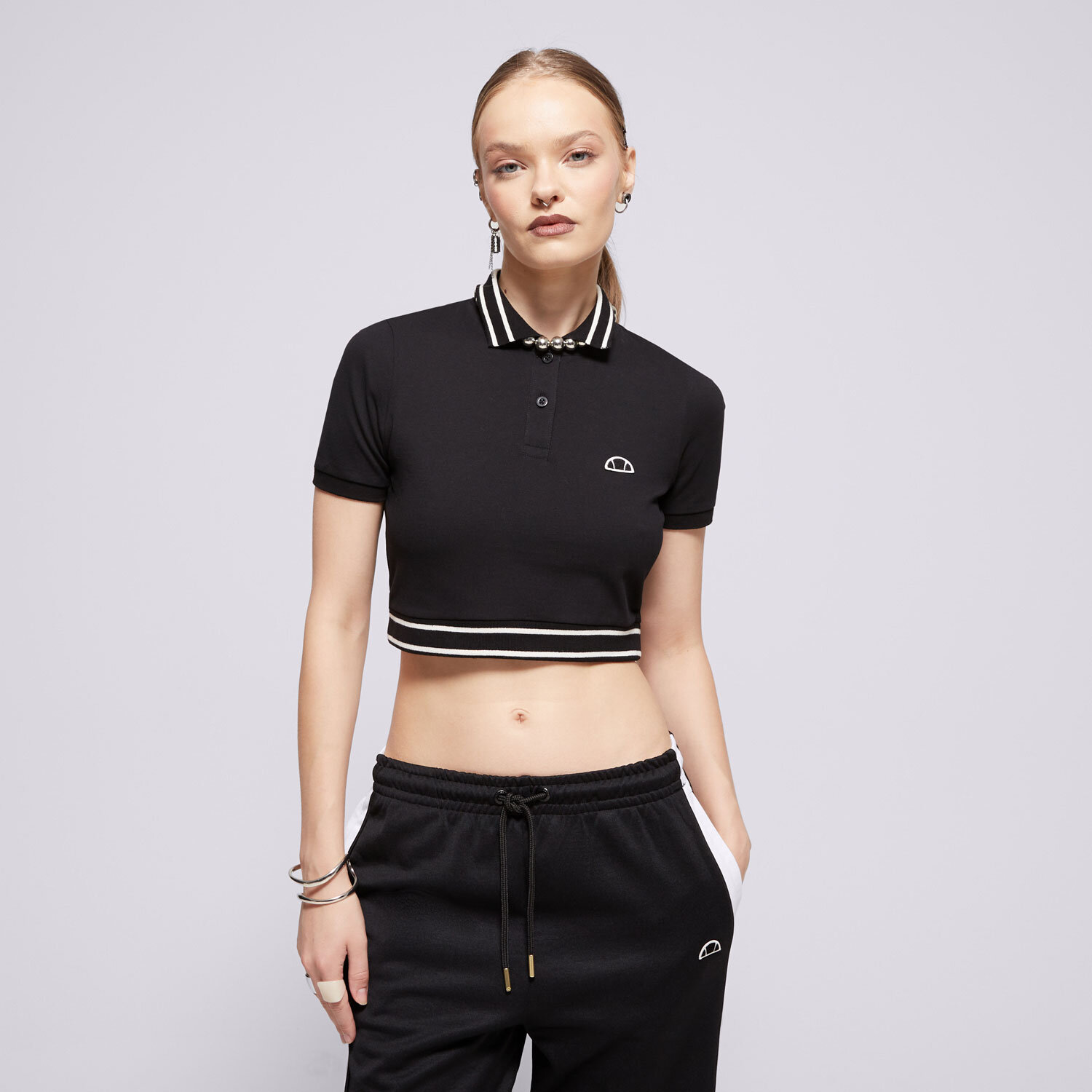 Koszulka, t-shirt damski ELLESSE POLO TRIXIE CROPPED POLO BLK SGX21017011 CZARNY