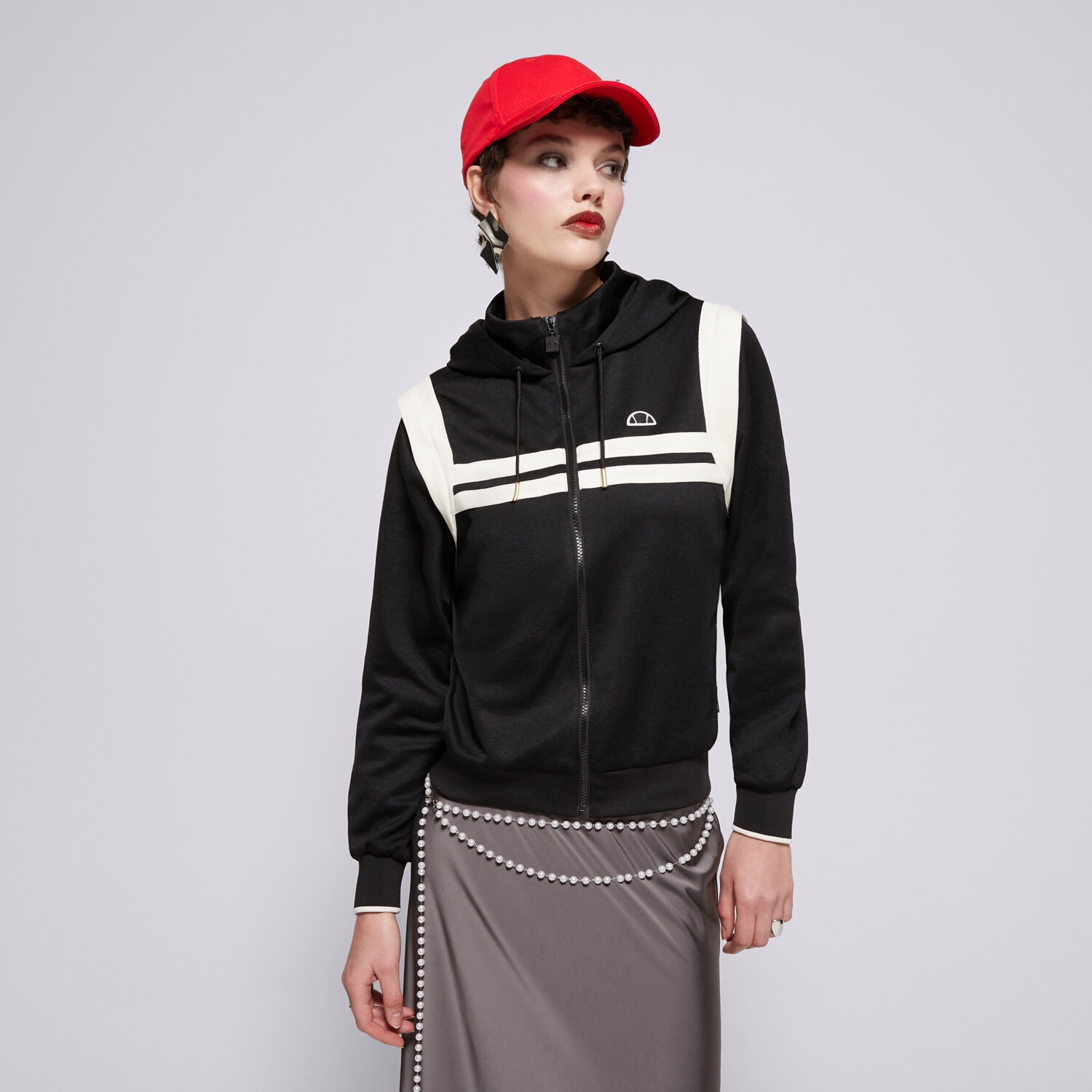 Bluza damska ELLESSE BLUZA ROZPINANA Z KAPTUREM PERNA BLK/OWHT CROPPED TR SGT19163054 CZARNY