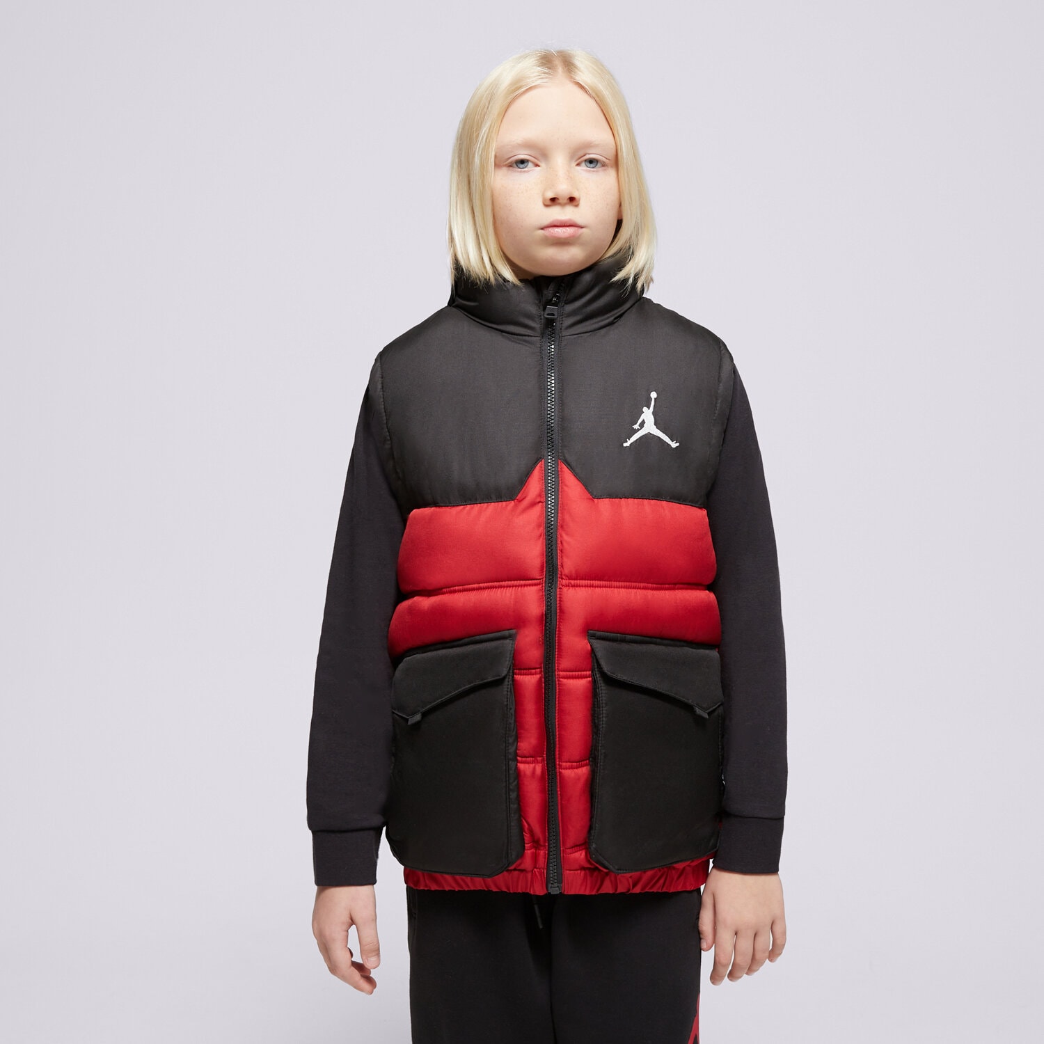 JORDAN BEZRĘKAWNIK JDB PUFFER FILLED VEST BOY 95D532-R78 CZERWONY