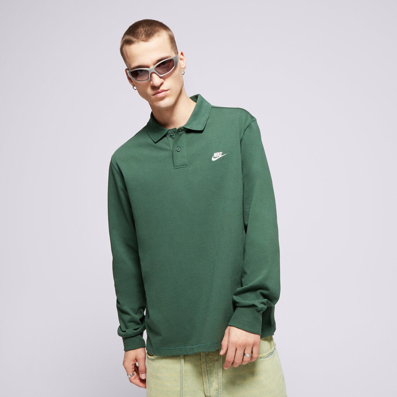 Koszulka, t-shirt sportowy męski NIKE POLO M NK CLUB KNIT LS POLO FQ3417-323 ZIELONY