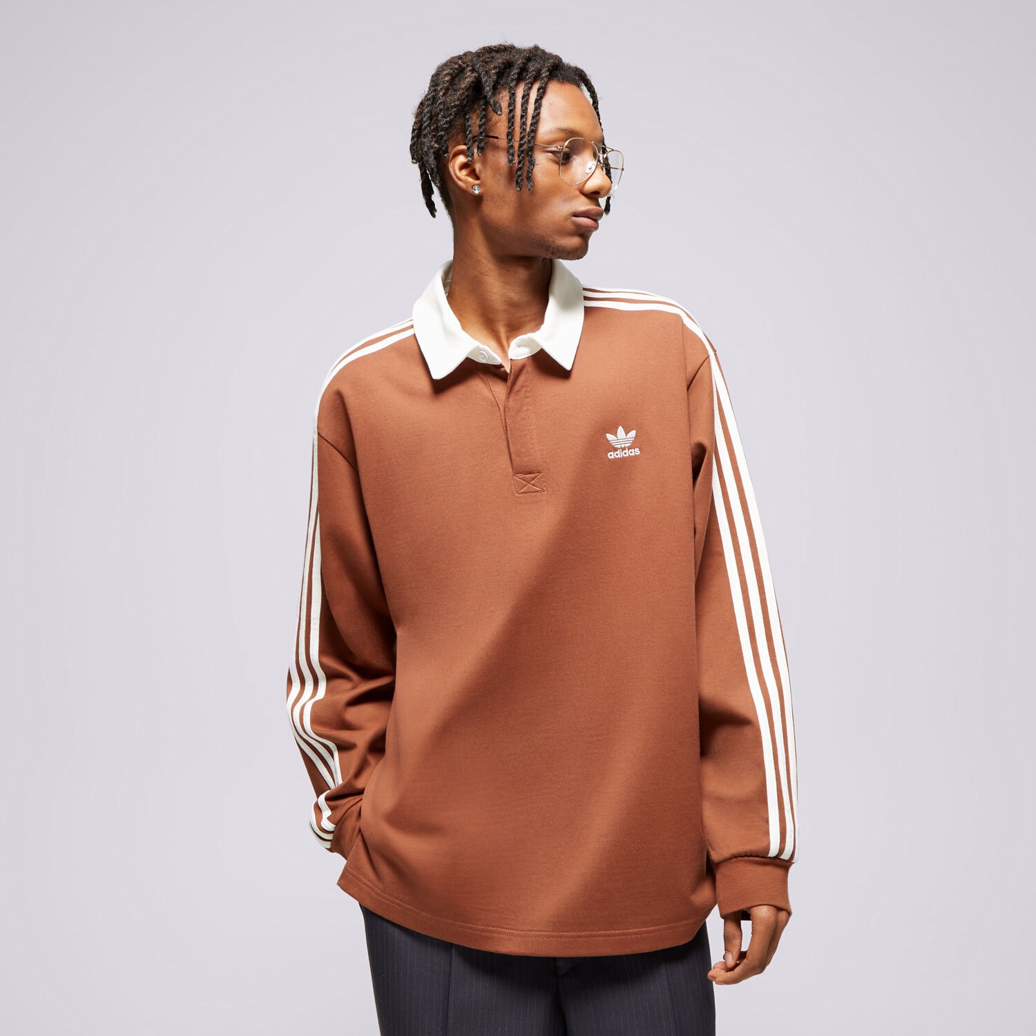 Koszulka, t-shirt sportowy męski ADIDAS POLO RUGBY POLO IZ2469 BRĄZOWY