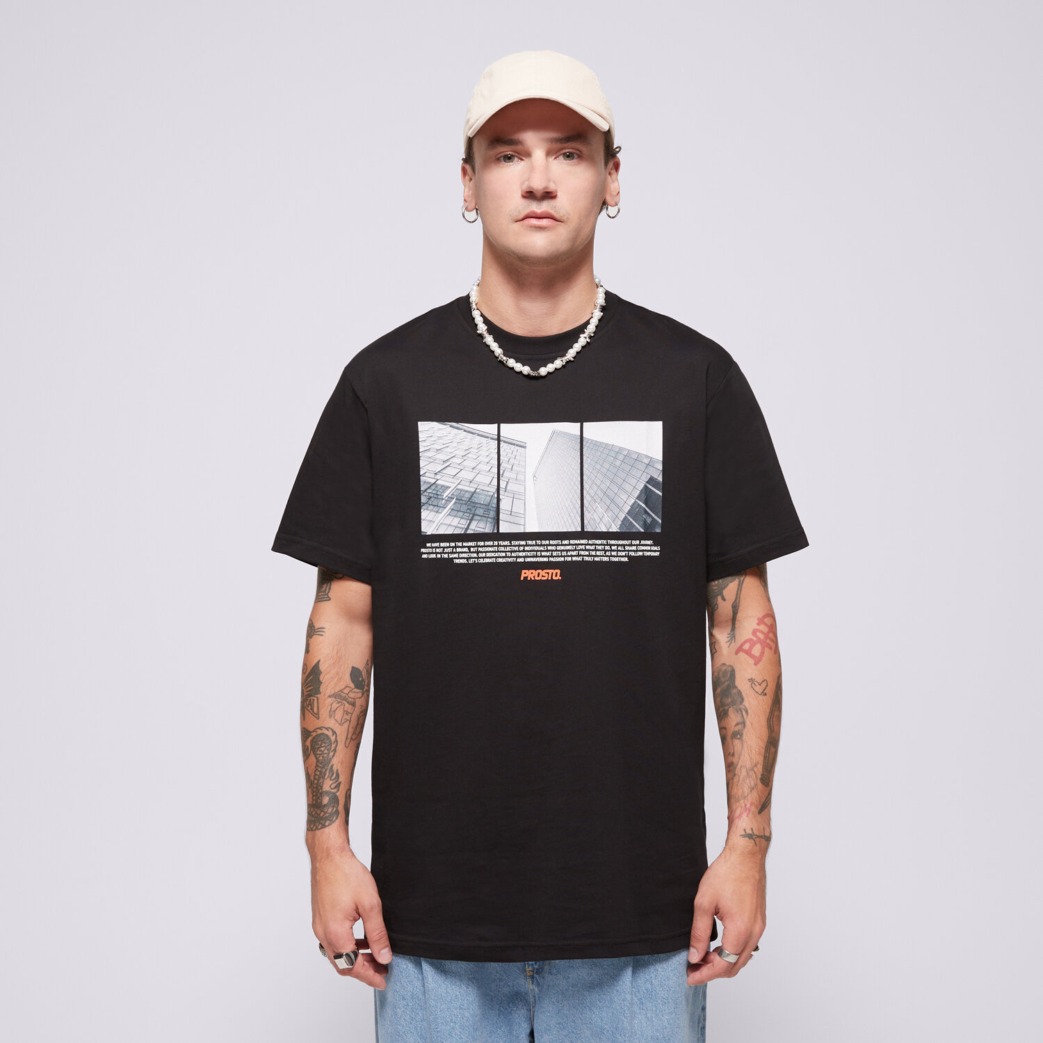 Koszulka, t-shirt sportowy męski PROSTO T-SHIRT T-SHIRT SKAY BLACK KL242MTEE1142 CZARNY