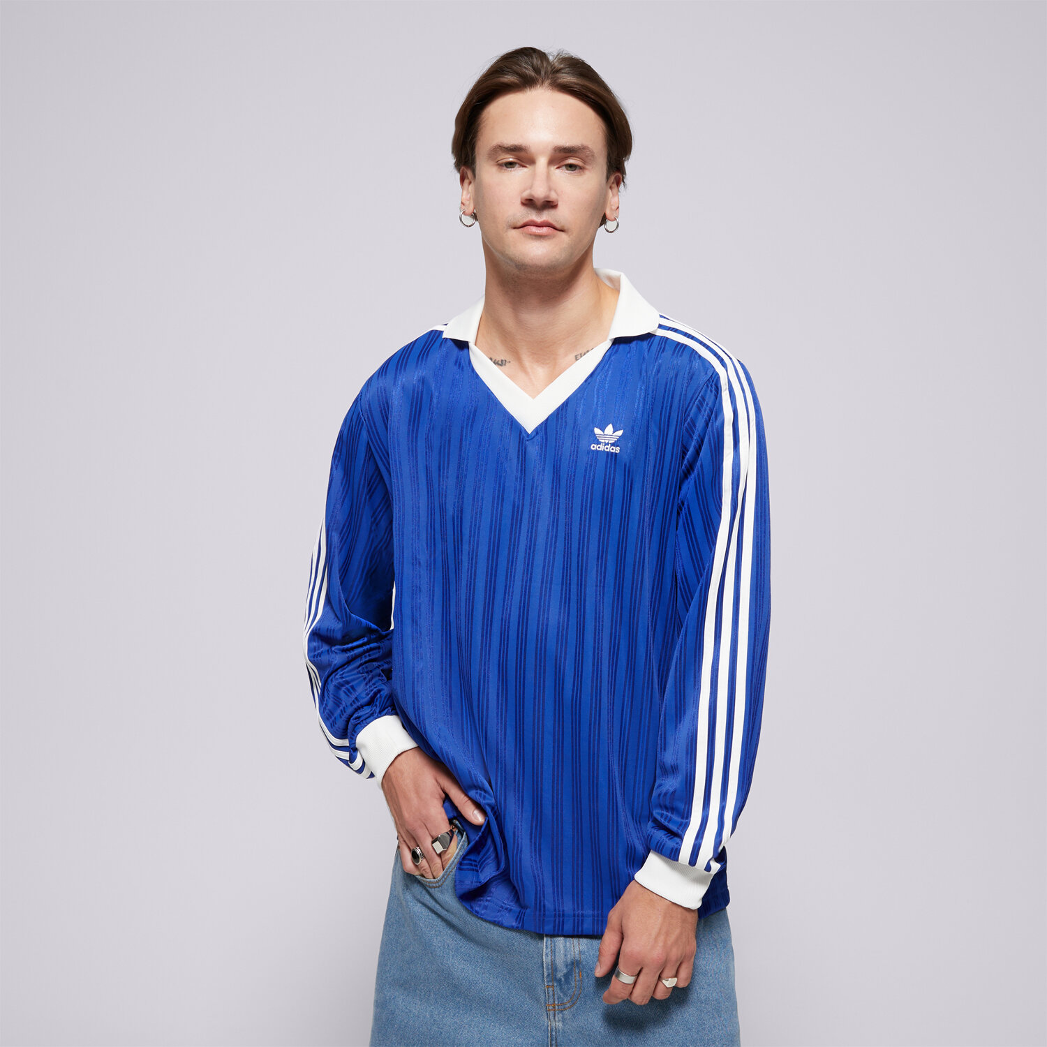 Koszulka, t-shirt sportowy męski ADIDAS T-SHIRT PIQUE LS IX5227 NIEBIESKI